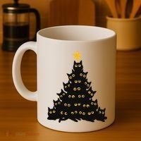 Christmas Meow Cute Cat Coffee Mug thumb 4