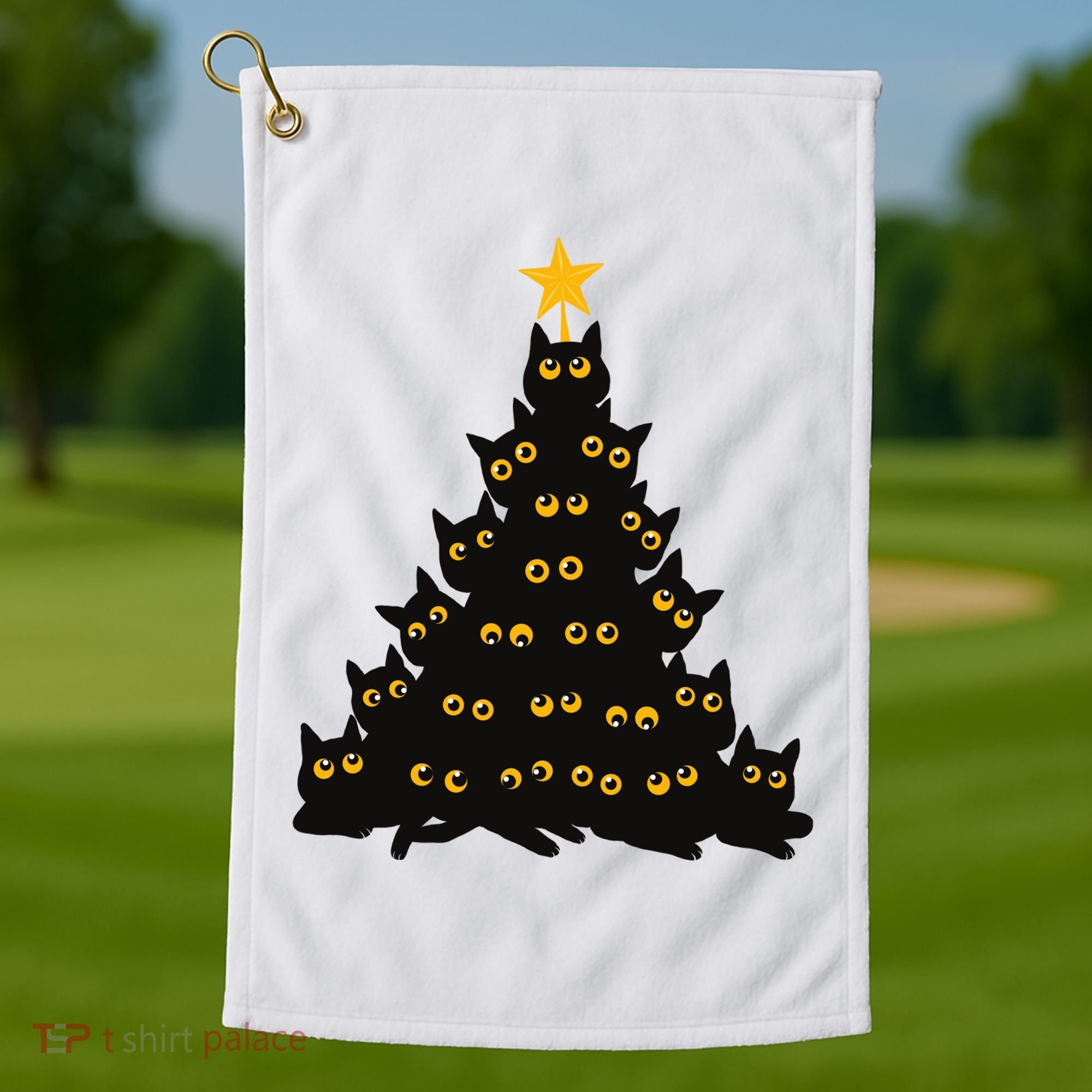 Christmas Meow Cute Cat Golf Towel
