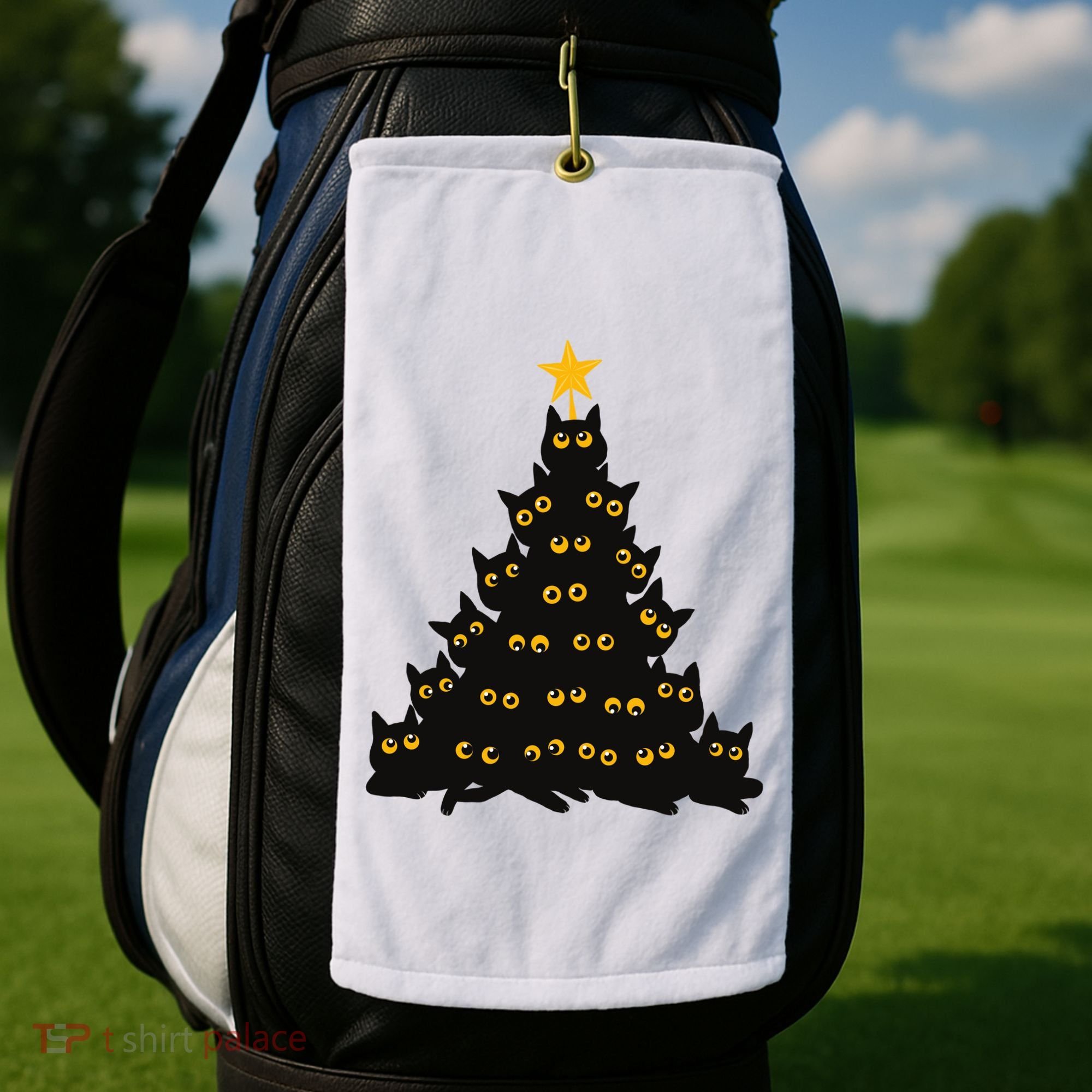 Christmas Meow Cute Cat Golf Towel
