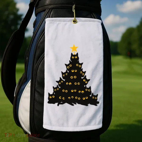Christmas Meow Cute Cat Golf Towel