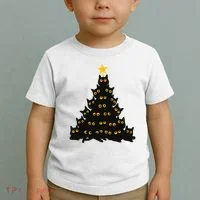 Christmas Meow Cute Cat Toddler T-Shirt thumb 2