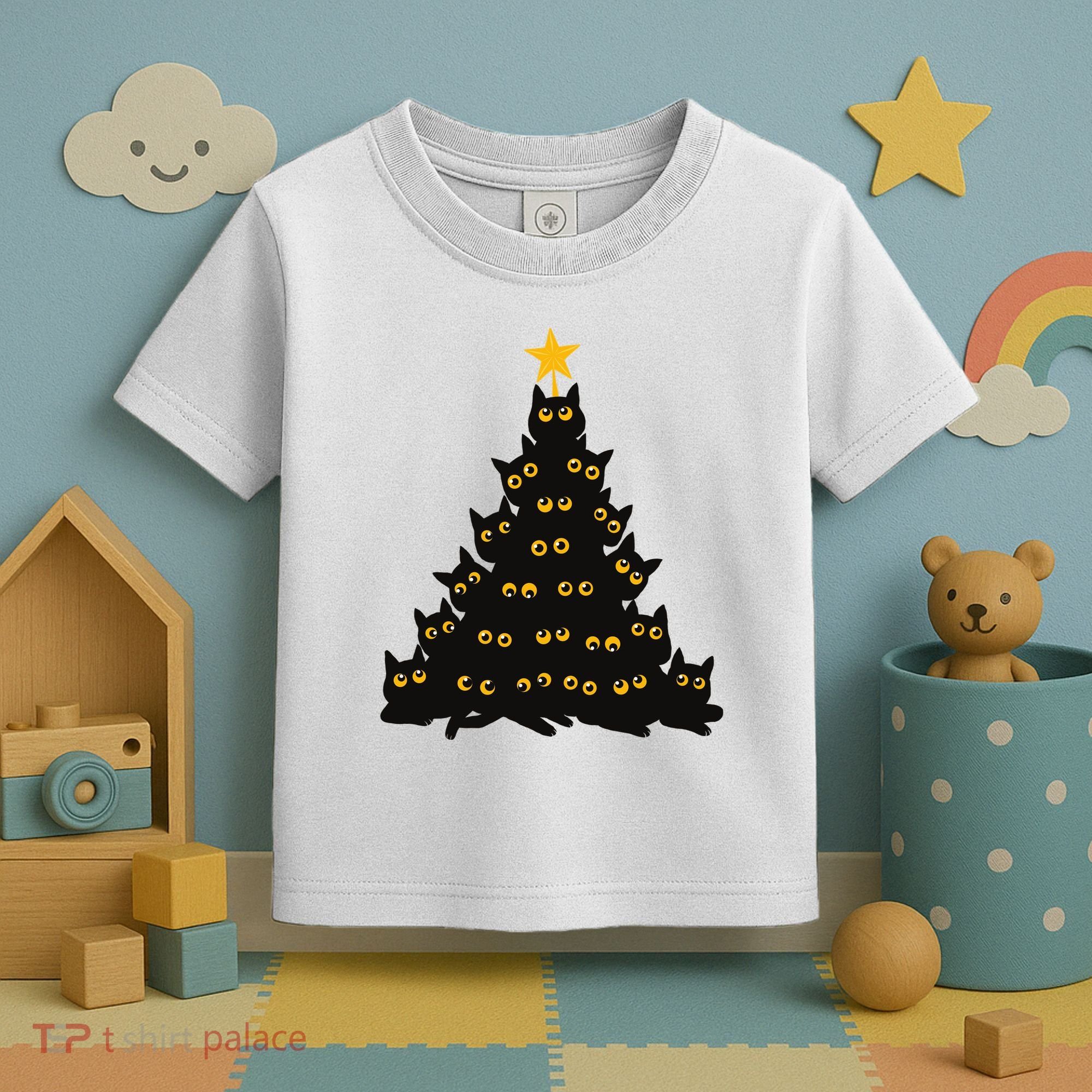 Christmas Meow Cute Cat Toddler T-Shirt