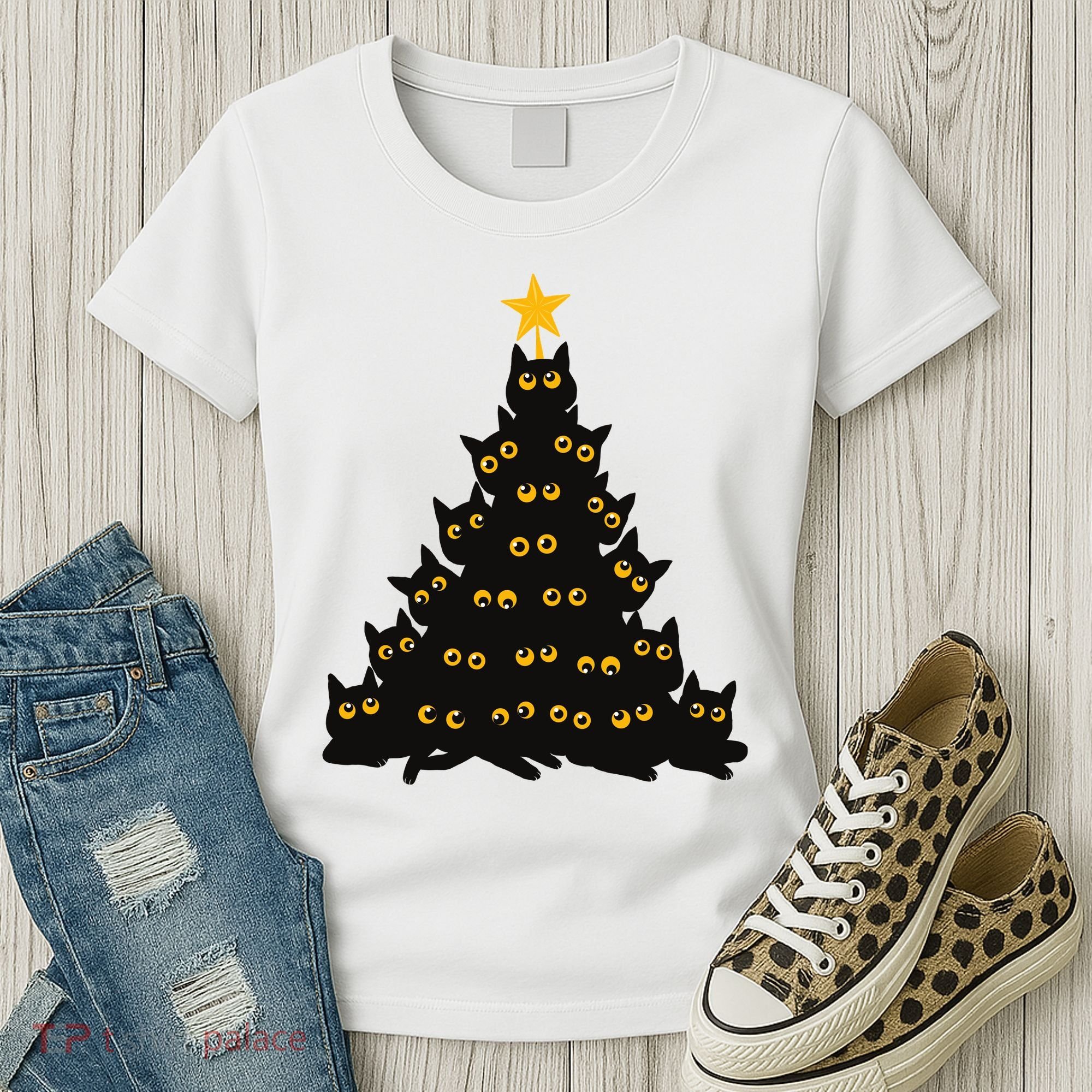 Christmas Meow Cute Cat Women's T-Shirt