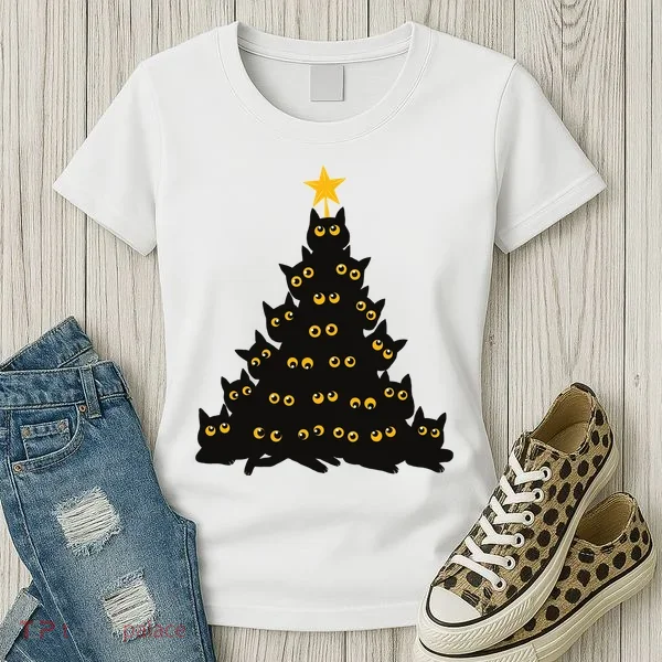 Christmas Meow Cute Cat Women's T-Shirt
