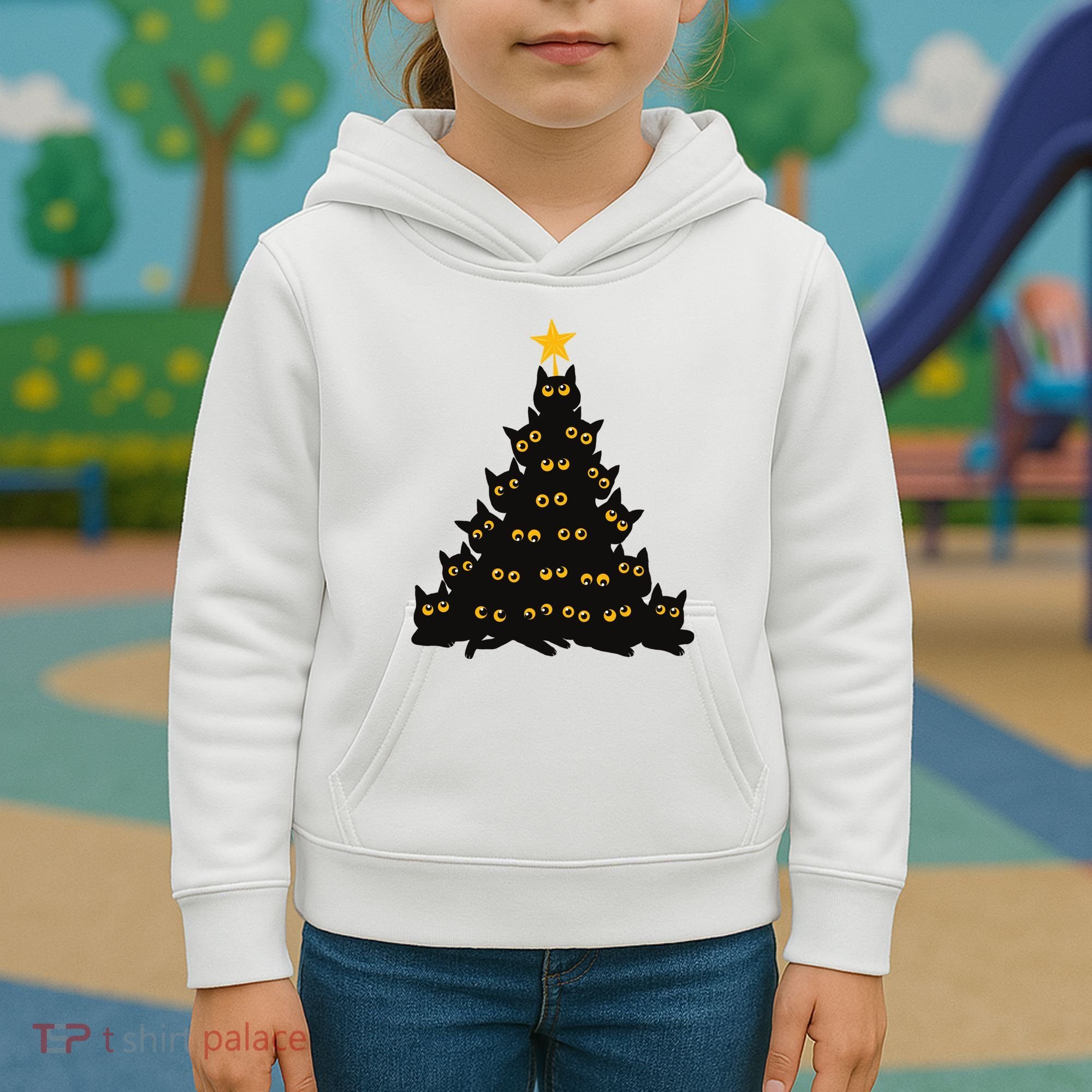 Christmas Meow Cute Cat Kids Hoodie