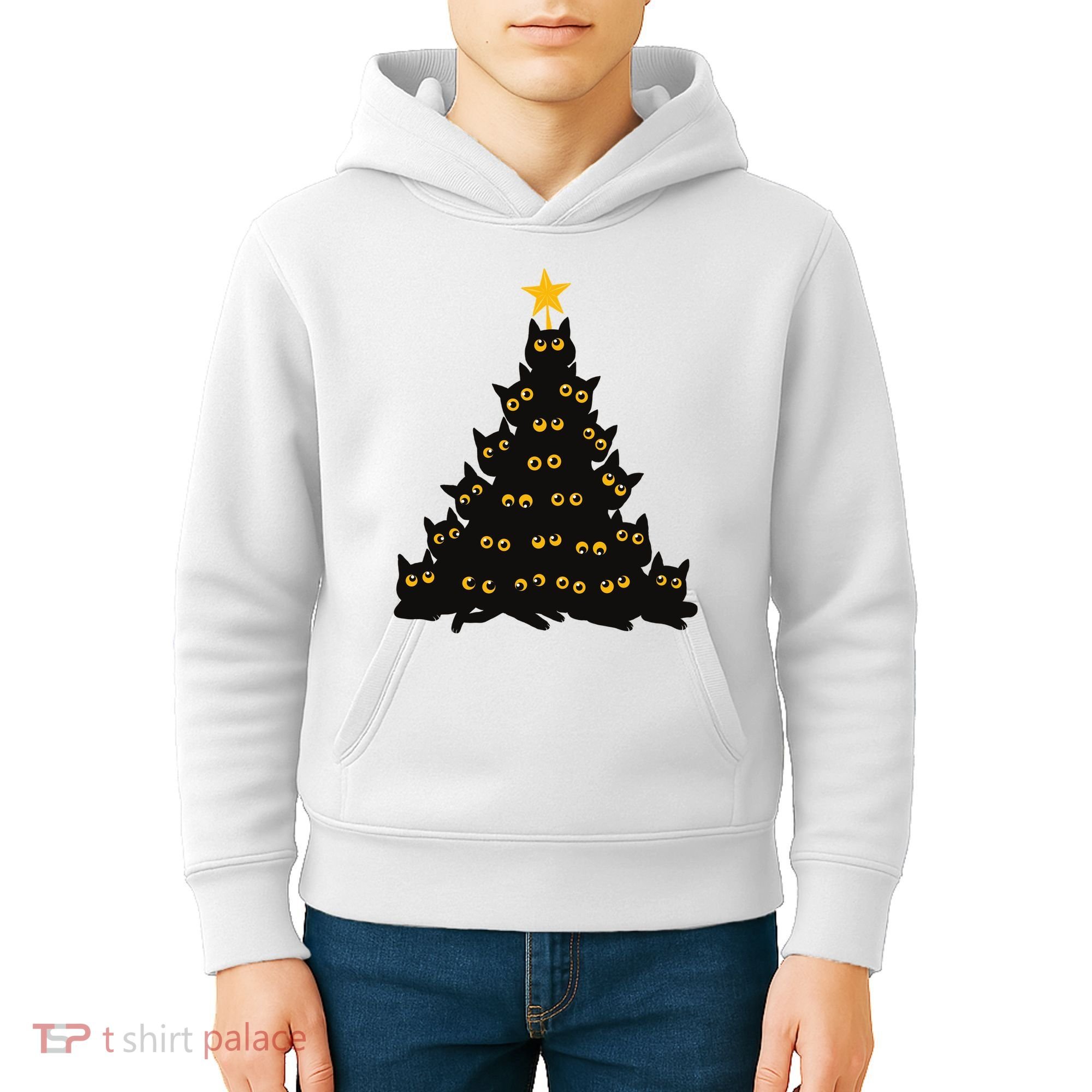 Christmas Meow Cute Cat Kids Hoodie