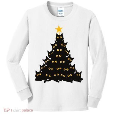 Christmas Meow Cute Cat Kids Long Sleeve Shirt