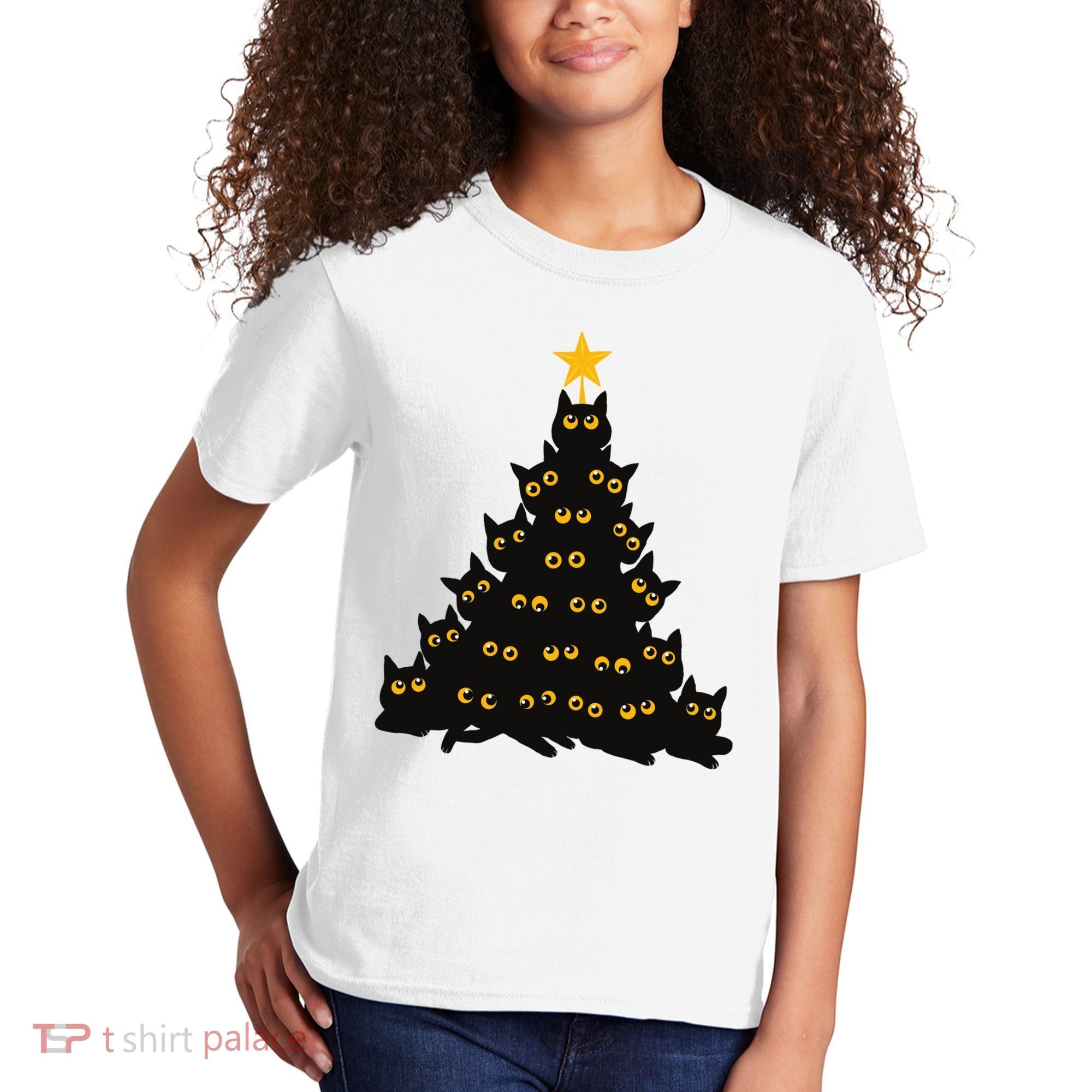 Christmas Meow Cute Cat Kids T-Shirt