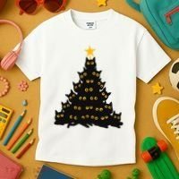 Christmas Meow Cute Cat Kids T-Shirt thumb 3