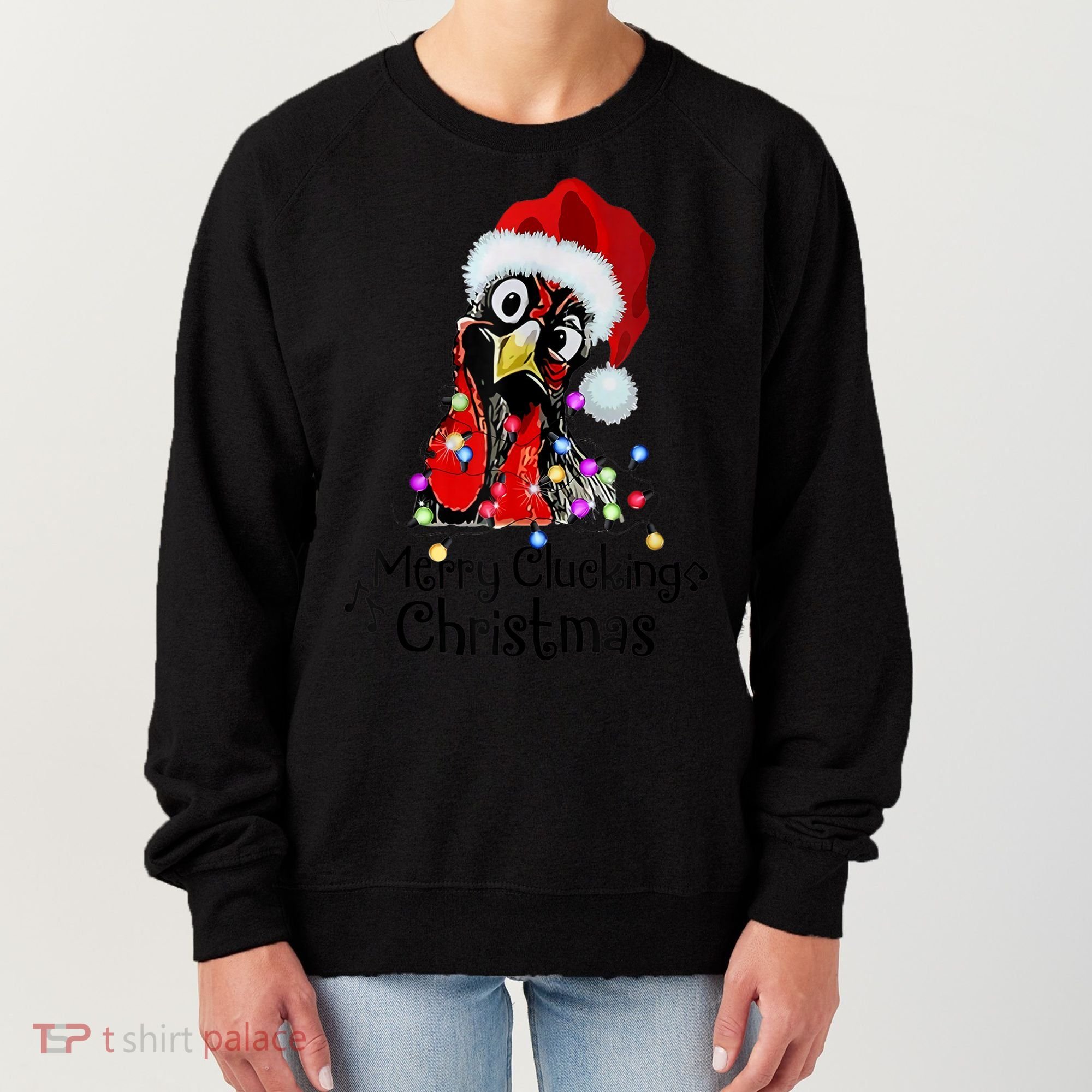 Chicken Merry Clucking Christmas Santa Funny Xmas Women's Sweatshirt
