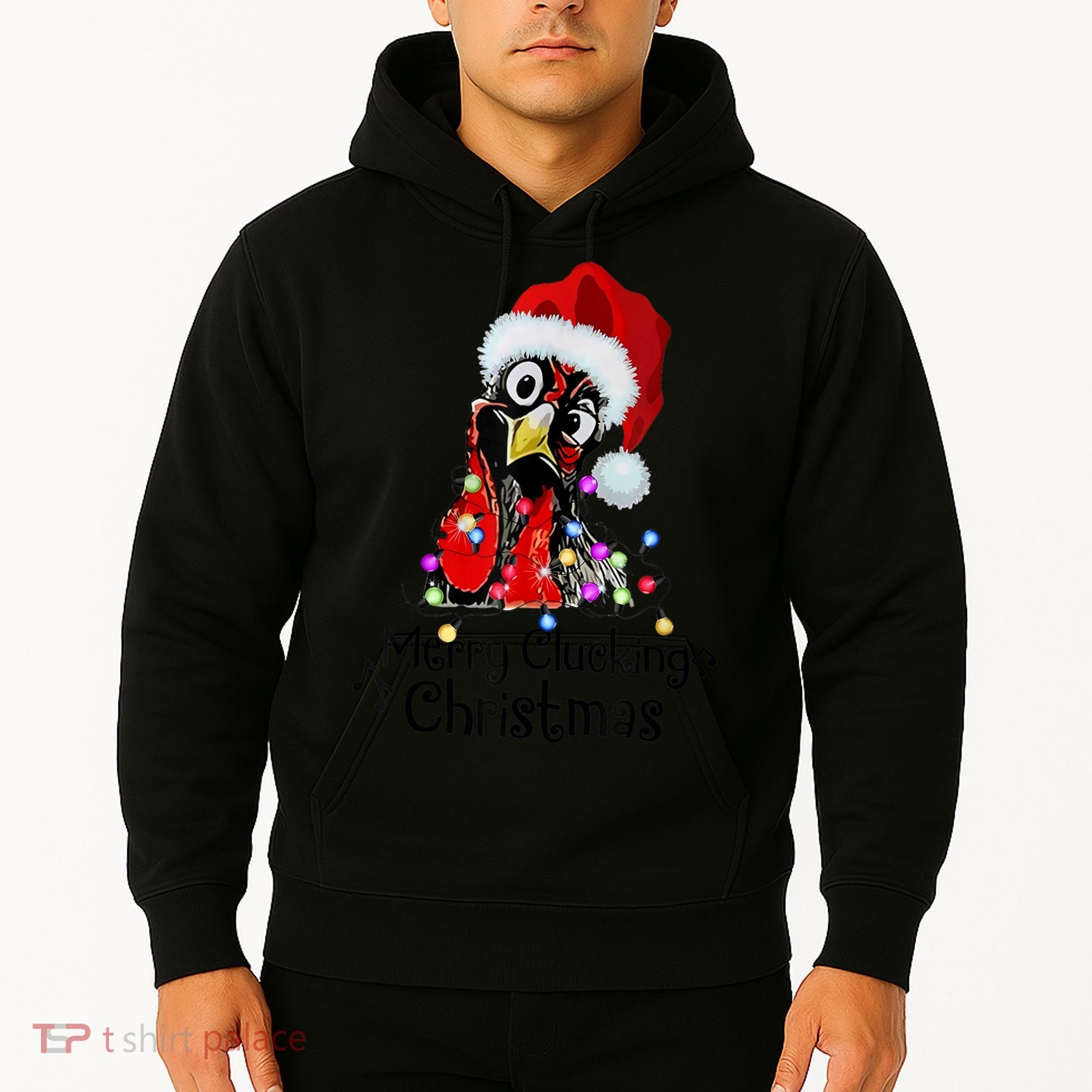 Chicken Merry Clucking Christmas Santa Funny Xmas Hoodie