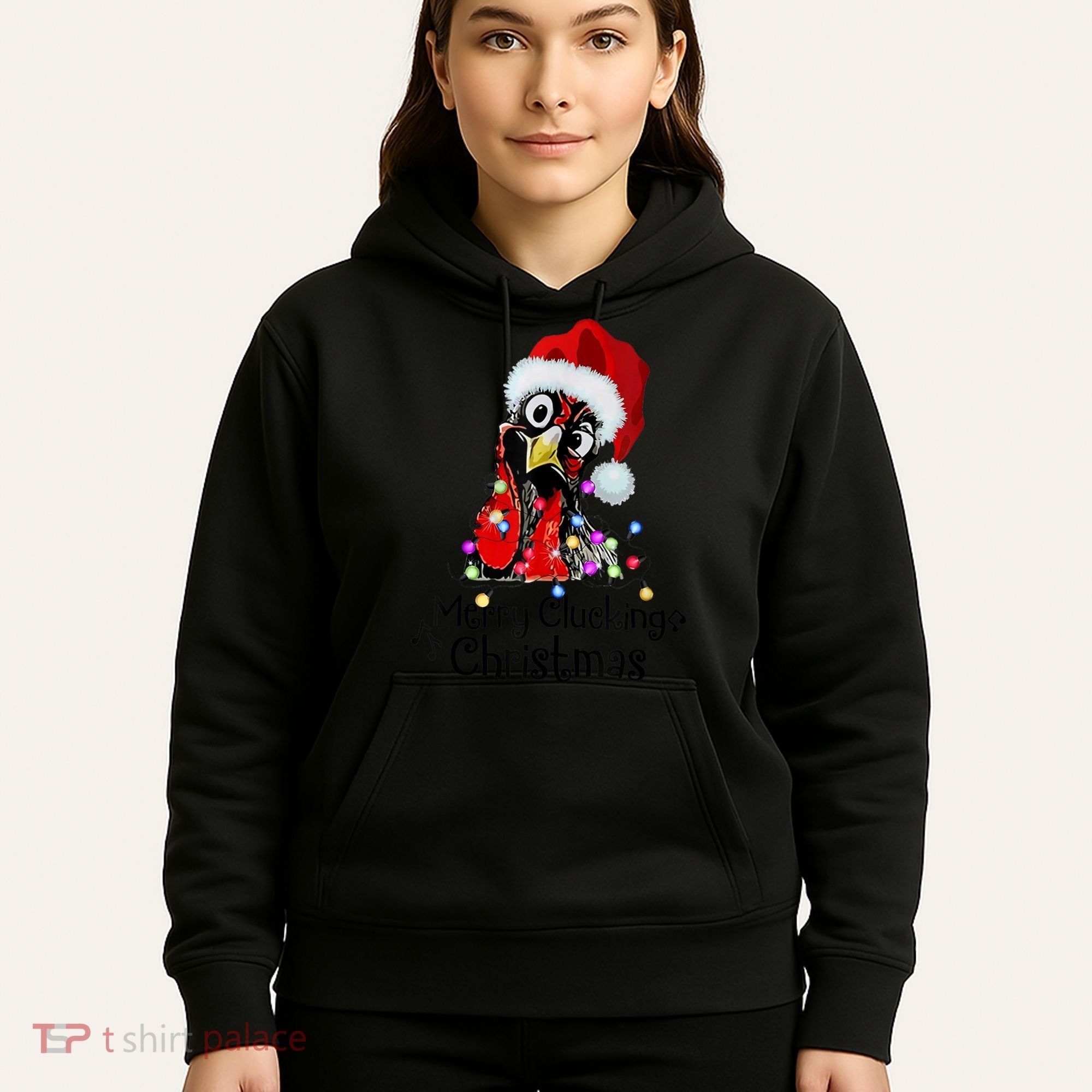 Chicken Merry Clucking Christmas Santa Funny Xmas Hoodie