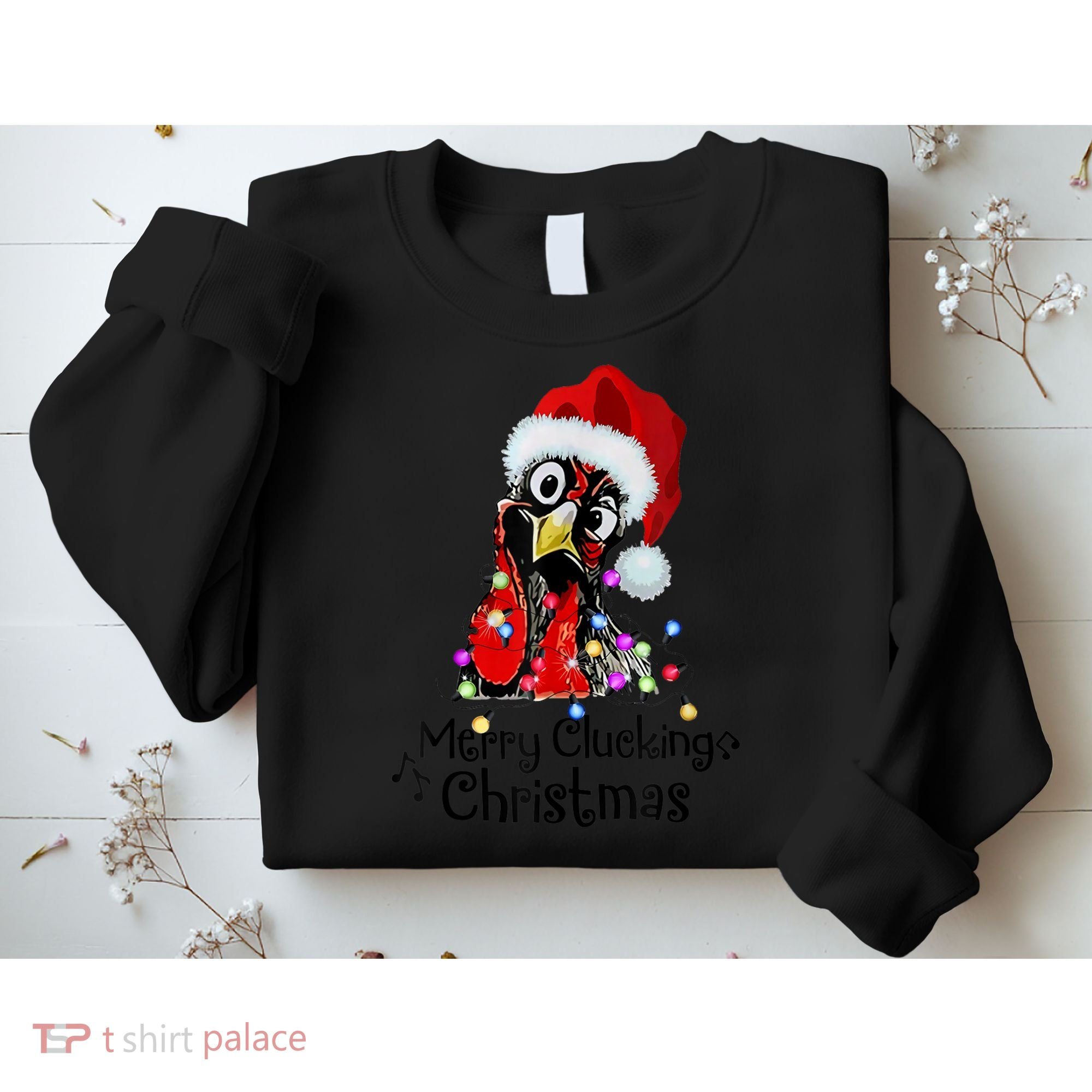 Chicken Merry Clucking Christmas Santa Funny Xmas Sweatshirt