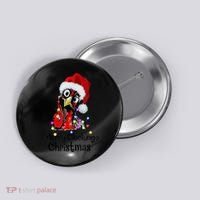 Chicken Merry Clucking Christmas Santa Funny Xmas Button thumb 0