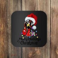 Chicken Merry Clucking Christmas Santa Funny Xmas Coaster thumb 0