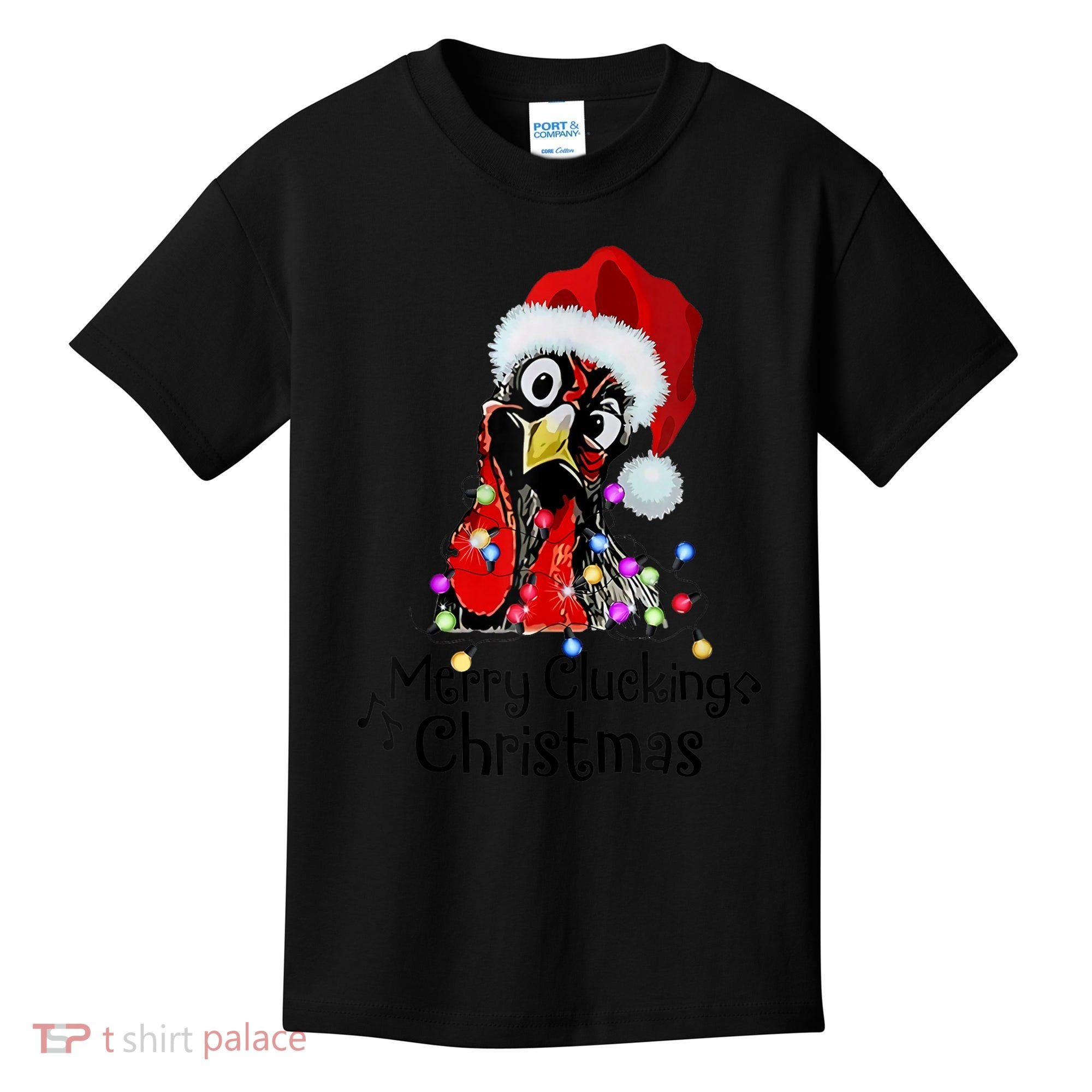 Chicken Merry Clucking Christmas Santa Funny Xmas Kids T-Shirt