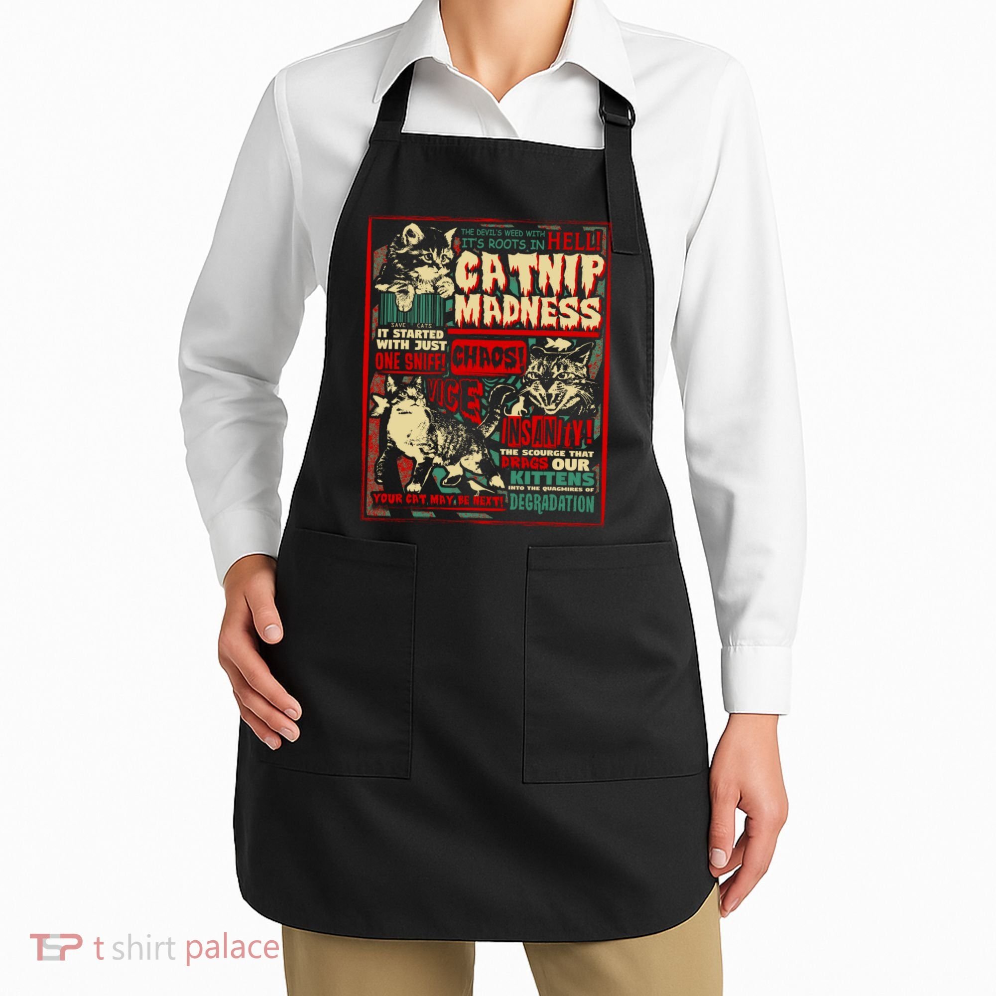 Catnip Madness Cute Kitten Cat Lover Gift For Cat Owners Apron