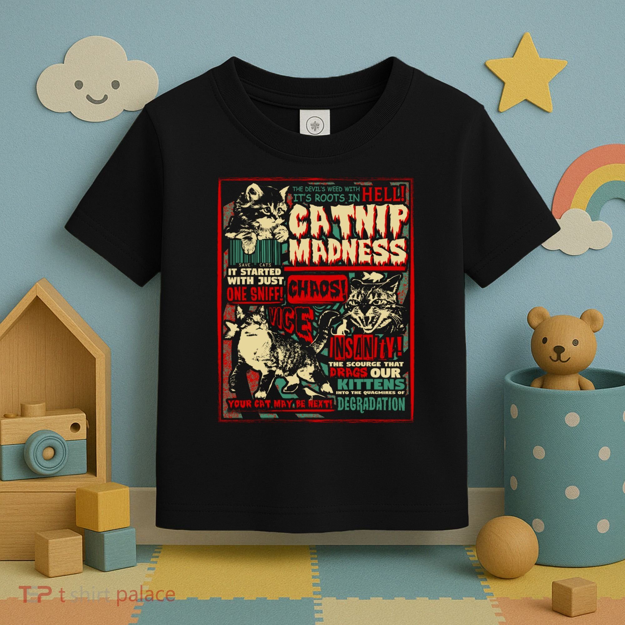Catnip Madness Cute Kitten Cat Lover Gift For Cat Owners Toddler T-Shirt
