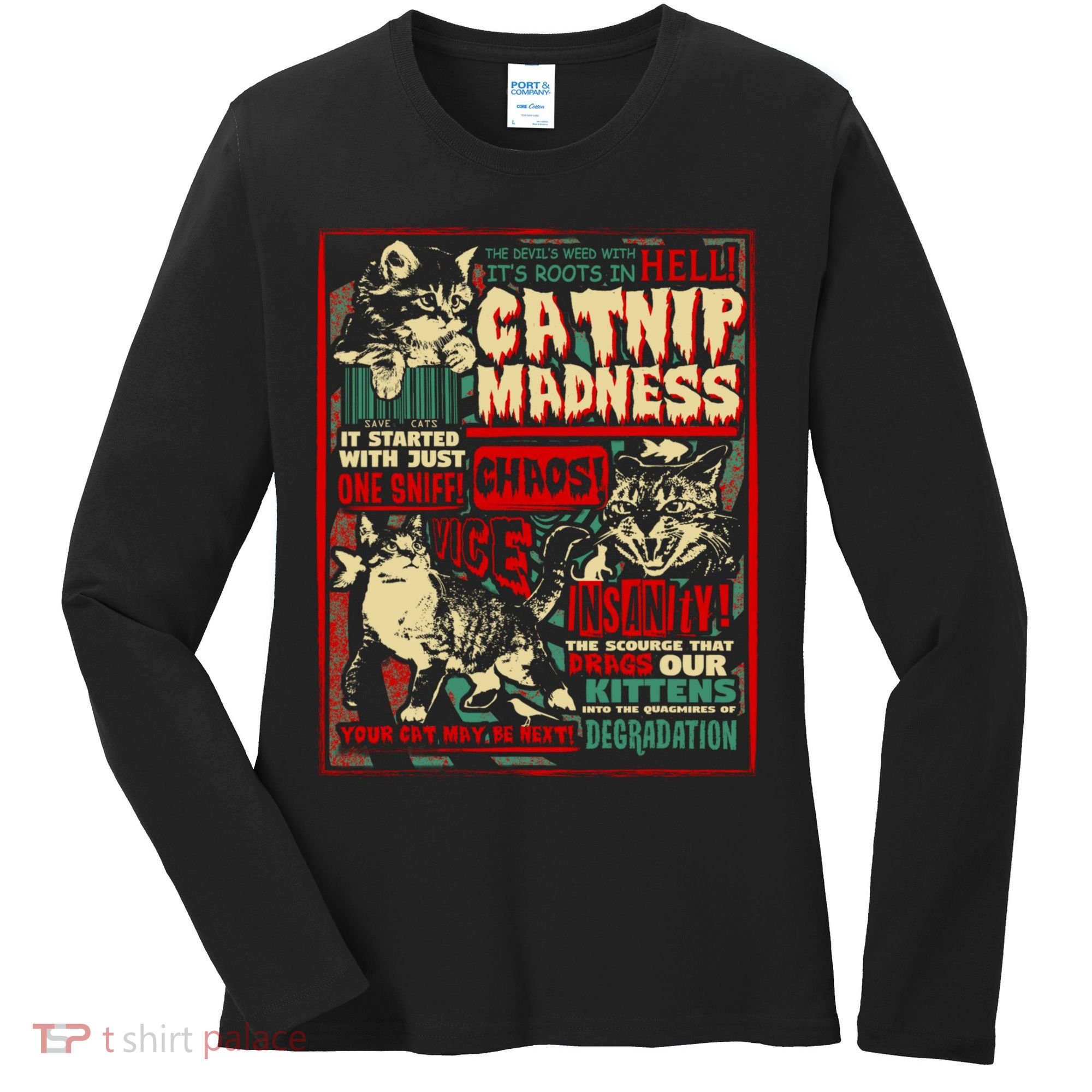 Catnip Madness Cute Kitten Cat Lover Gift For Cat Owners Women's Long Sleeve Shirt