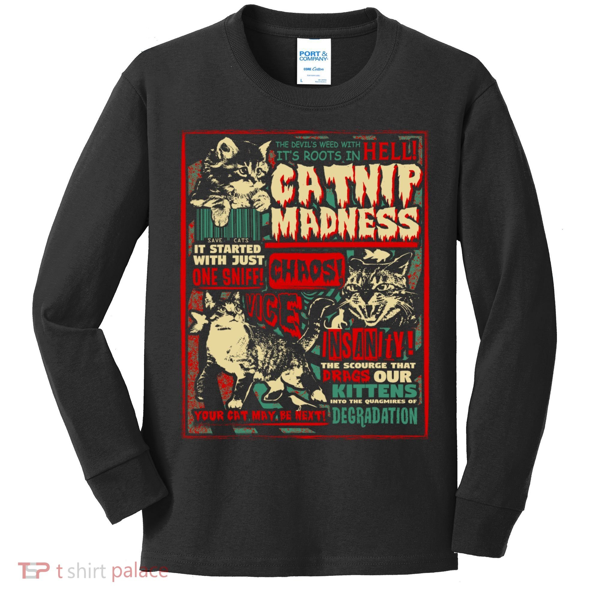 Catnip Madness Cute Kitten Cat Lover Gift For Cat Owners Kids Long Sleeve Shirt