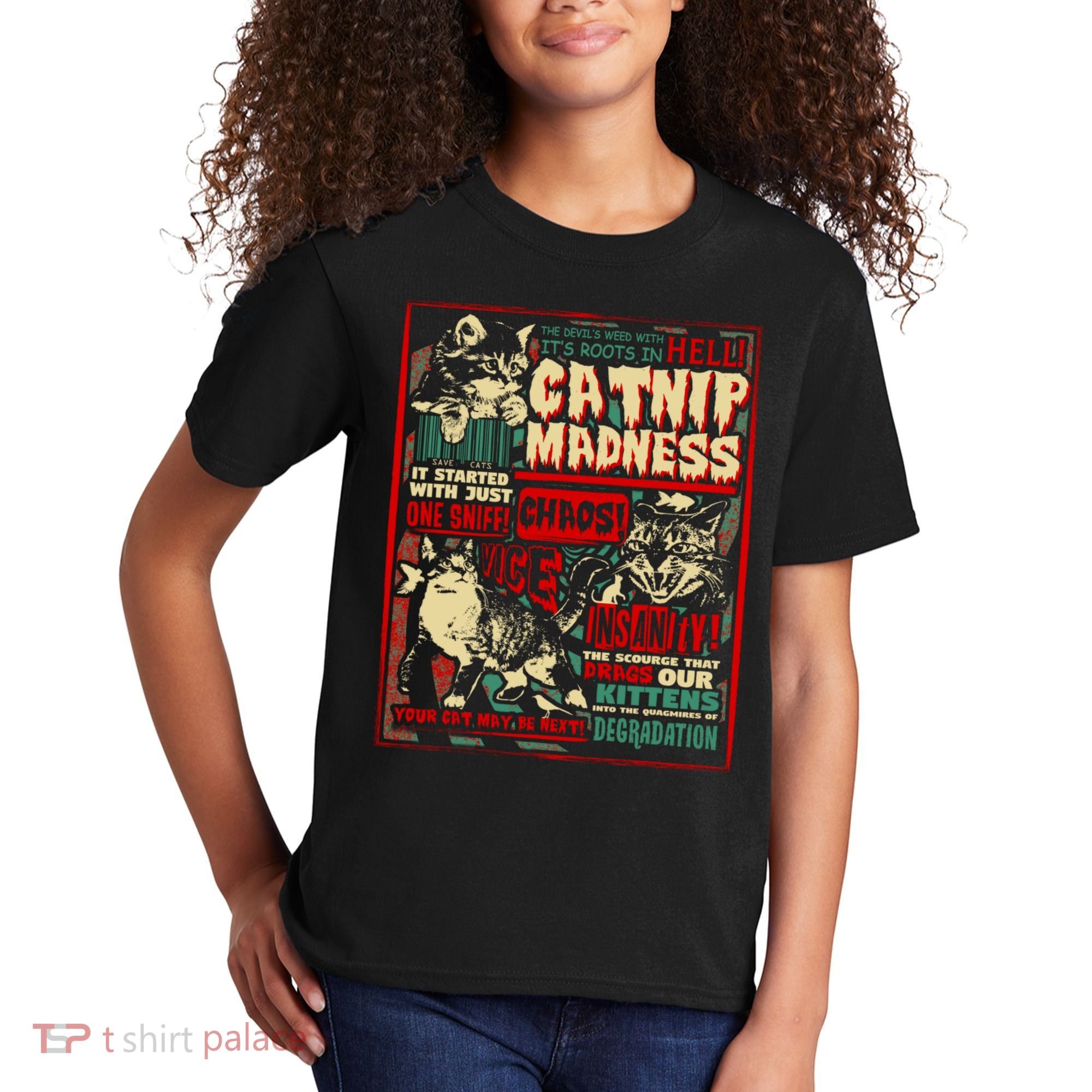 Catnip Madness Cute Kitten Cat Lover Gift For Cat Owners Kids T-Shirt