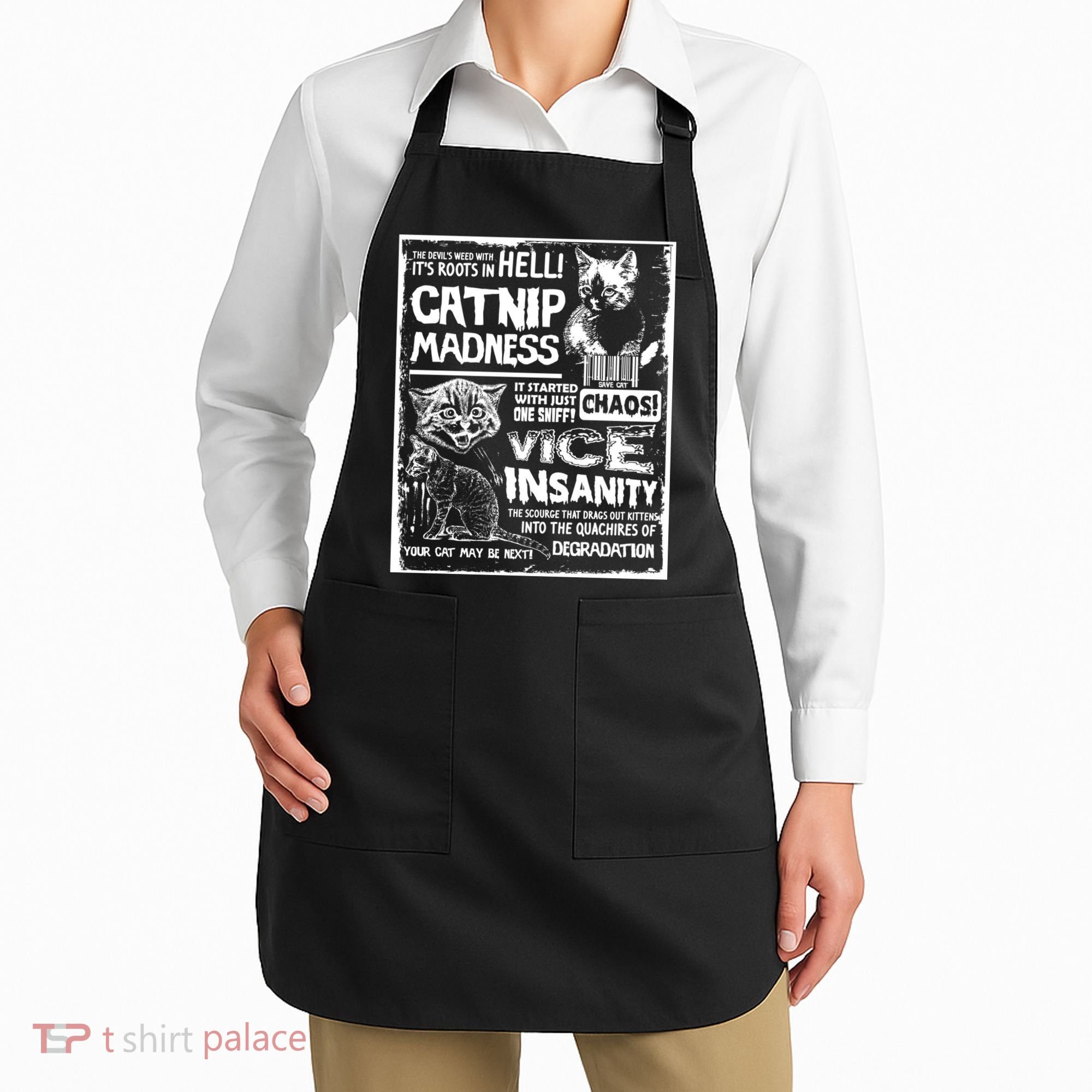 Catnip Madness Cute Kitten Cat Lover Gift For Cat Owners Apron