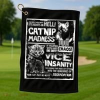 Catnip Madness Cute Kitten Cat Lover Gift For Cat Owners Golf Towel thumb 1