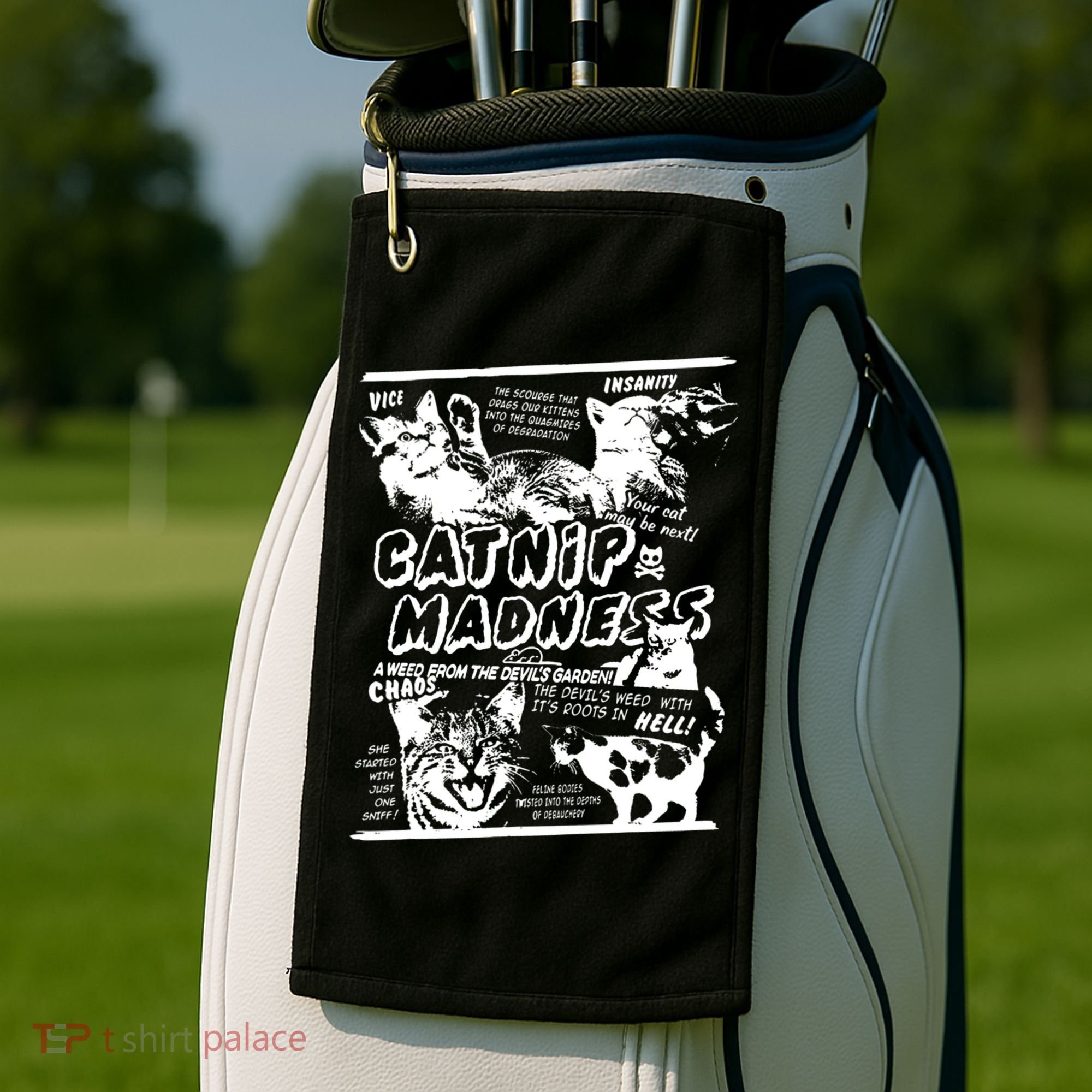 Catnip Madness Cute Kitten Cat Lover Gift For Cat Owners Golf Towel