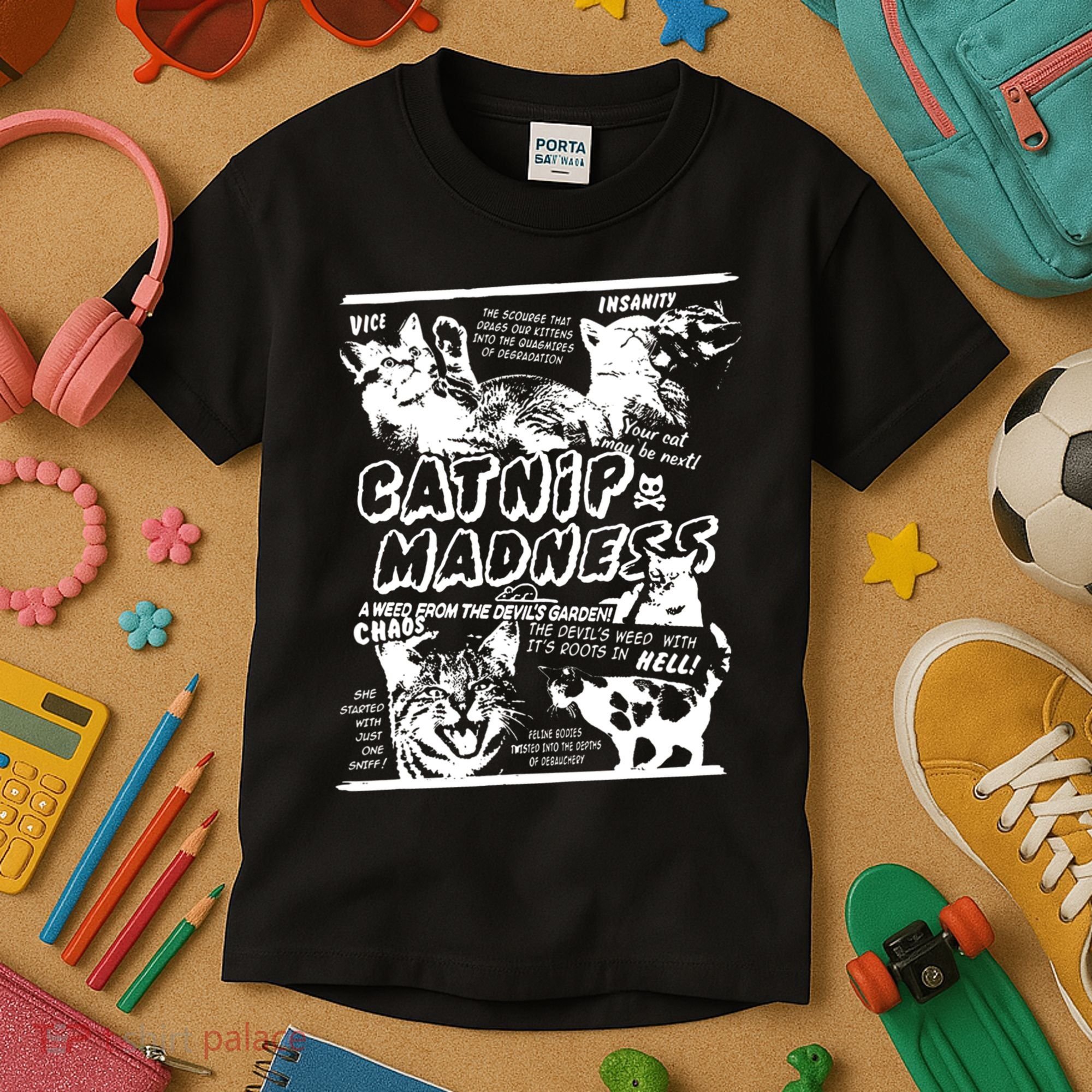 Catnip Madness Cute Kitten Cat Lover Gift For Cat Owners Kids T-Shirt