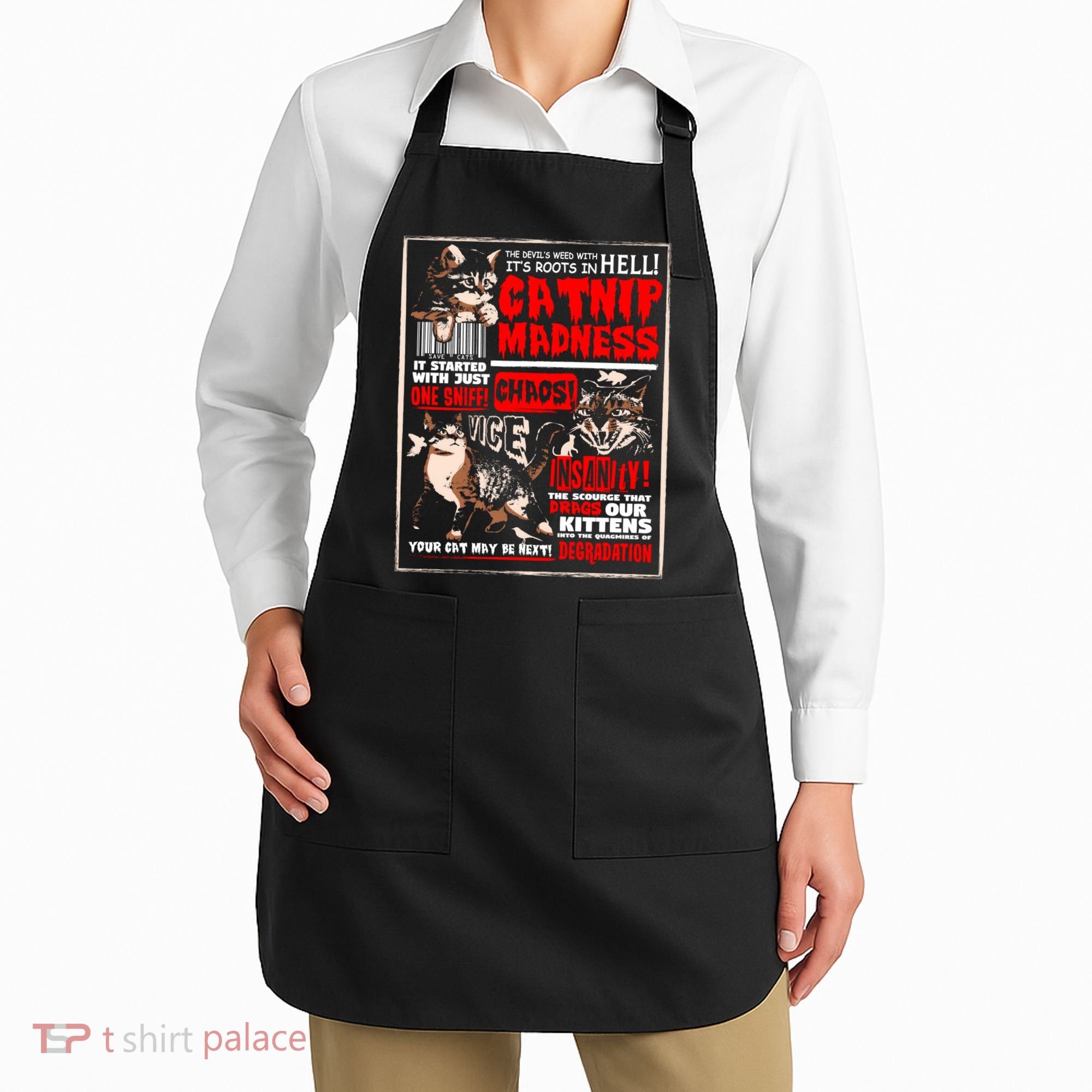 Catnip Madness Cute Kitten Cat Lover Gift For Cat Owners Apron