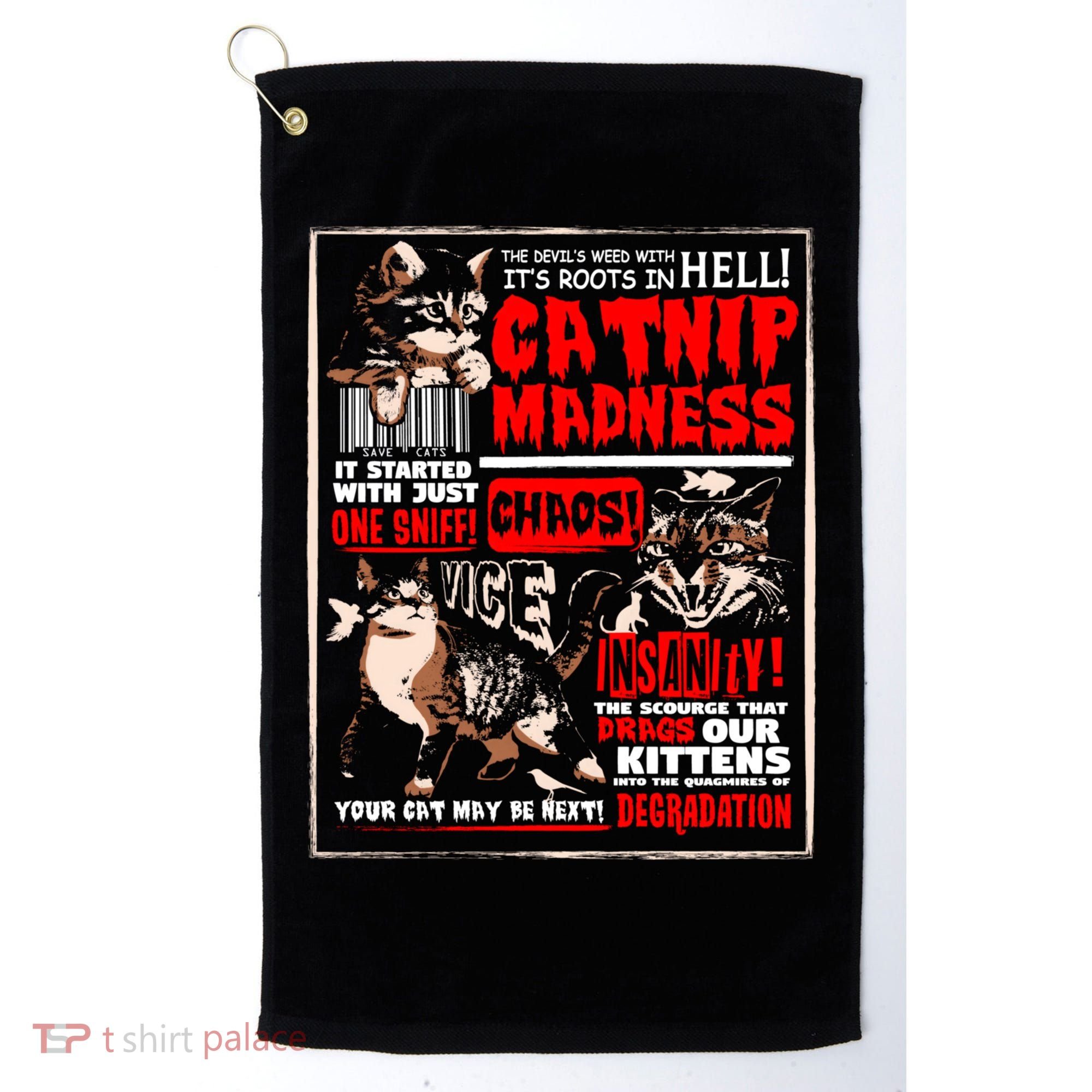 Catnip Madness Cute Kitten Cat Lover Gift For Cat Owners Golf Towel