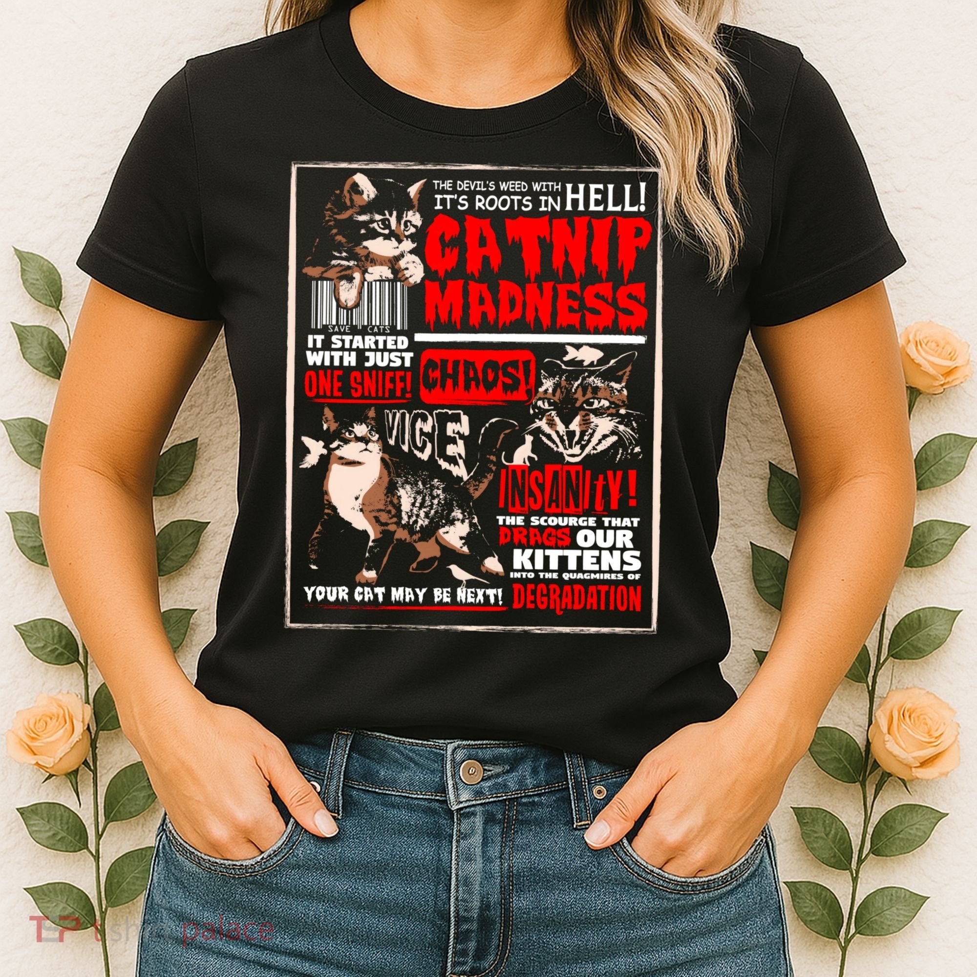 Catnip Madness Cute Kitten Cat Lover Gift For Cat Owners Women's T-Shirt