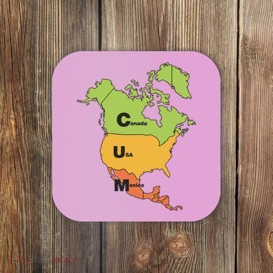 Cum Map Canada Usa And Mexico Coaster