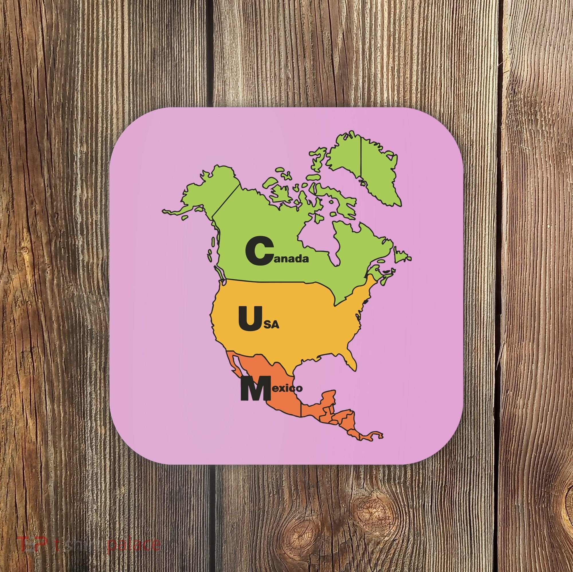 Cum Map Canada Usa And Mexico Coaster
