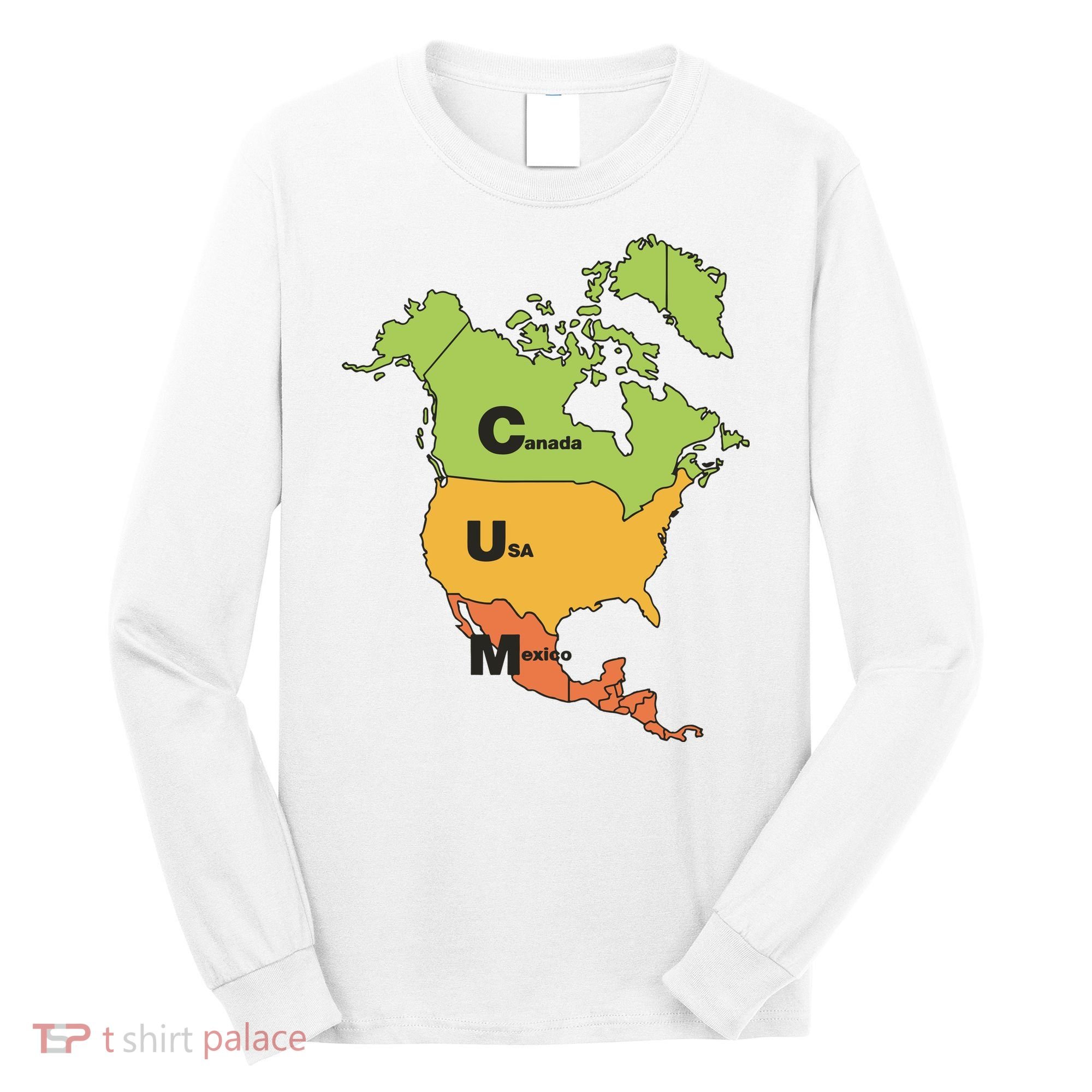 Cum Map Canada Usa And Mexico Long Sleeve Shirt