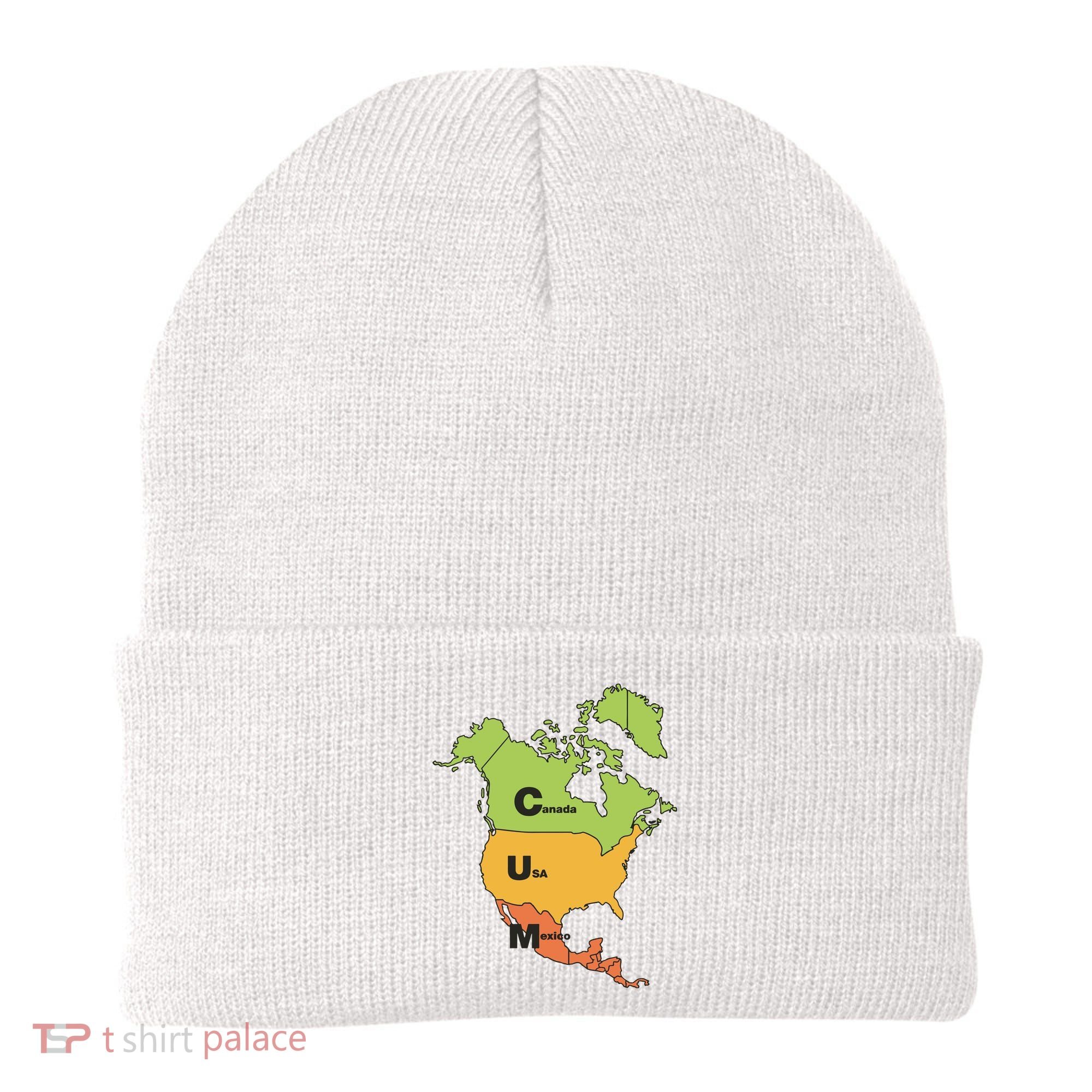 Cum Map Canada Usa And Mexico Beanie