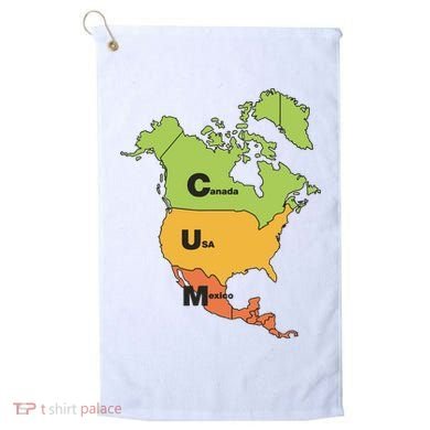 Cum Map Canada Usa And Mexico Golf Towel