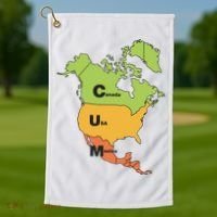 Cum Map Canada Usa And Mexico Golf Towel thumb 1