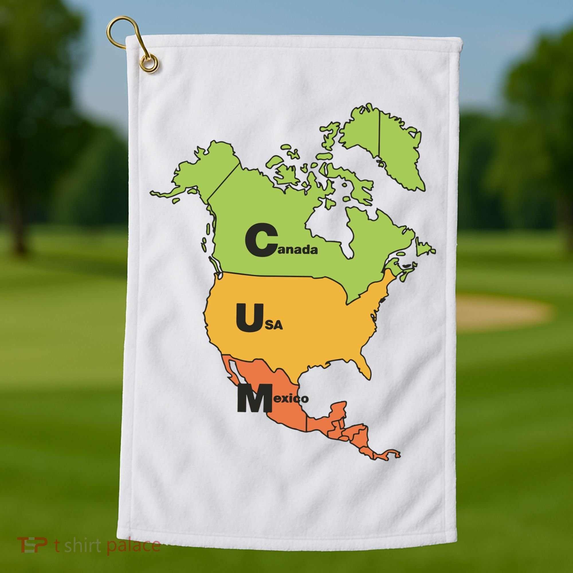 Cum Map Canada Usa And Mexico Golf Towel