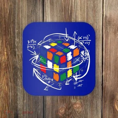 Colorful Math Cube Gift Coaster