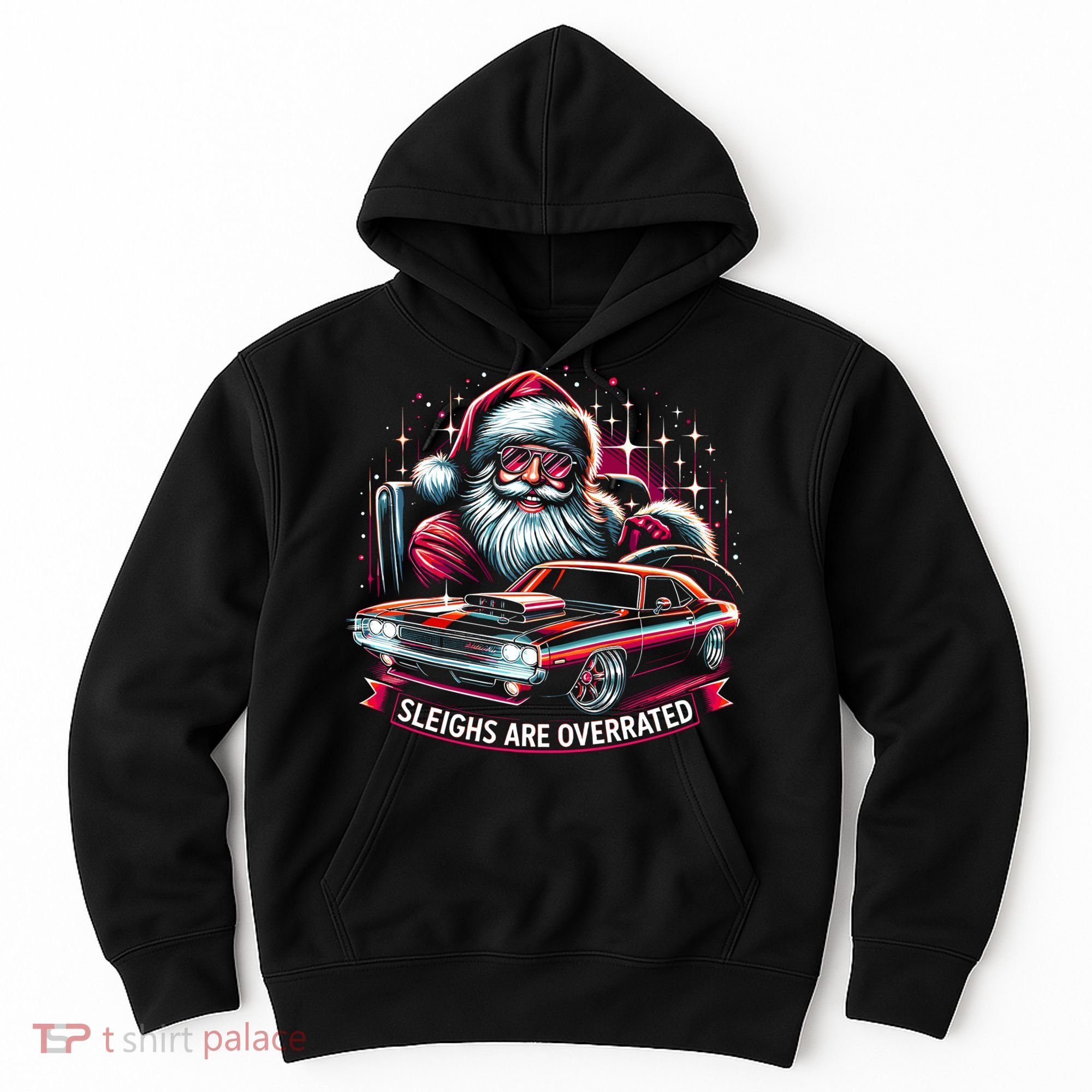 Classic Muscle Car Santa Hotrod V8 Enthusiast Christmas Hoodie