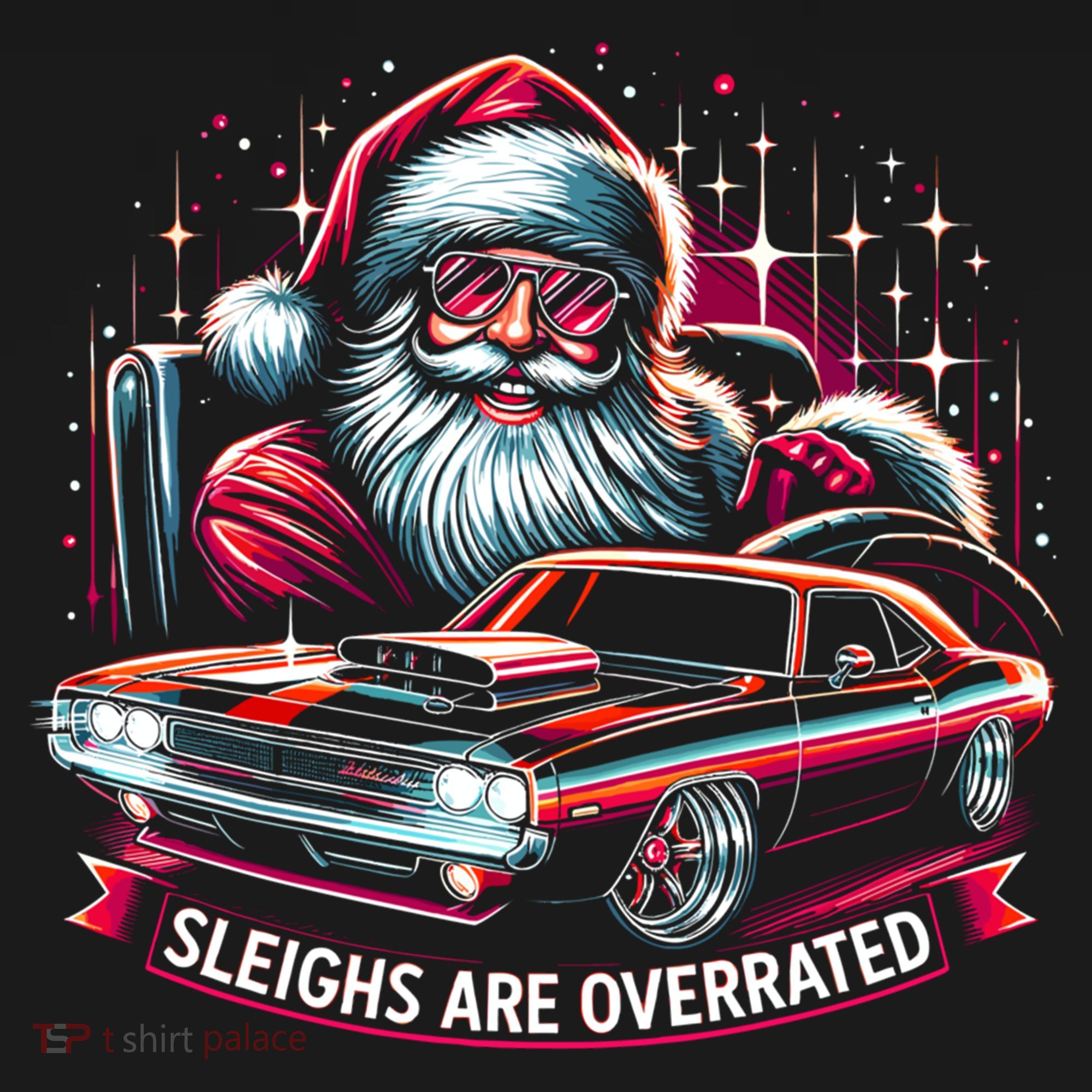 Classic Muscle Car Santa Hotrod V8 Enthusiast Christmas Hoodie