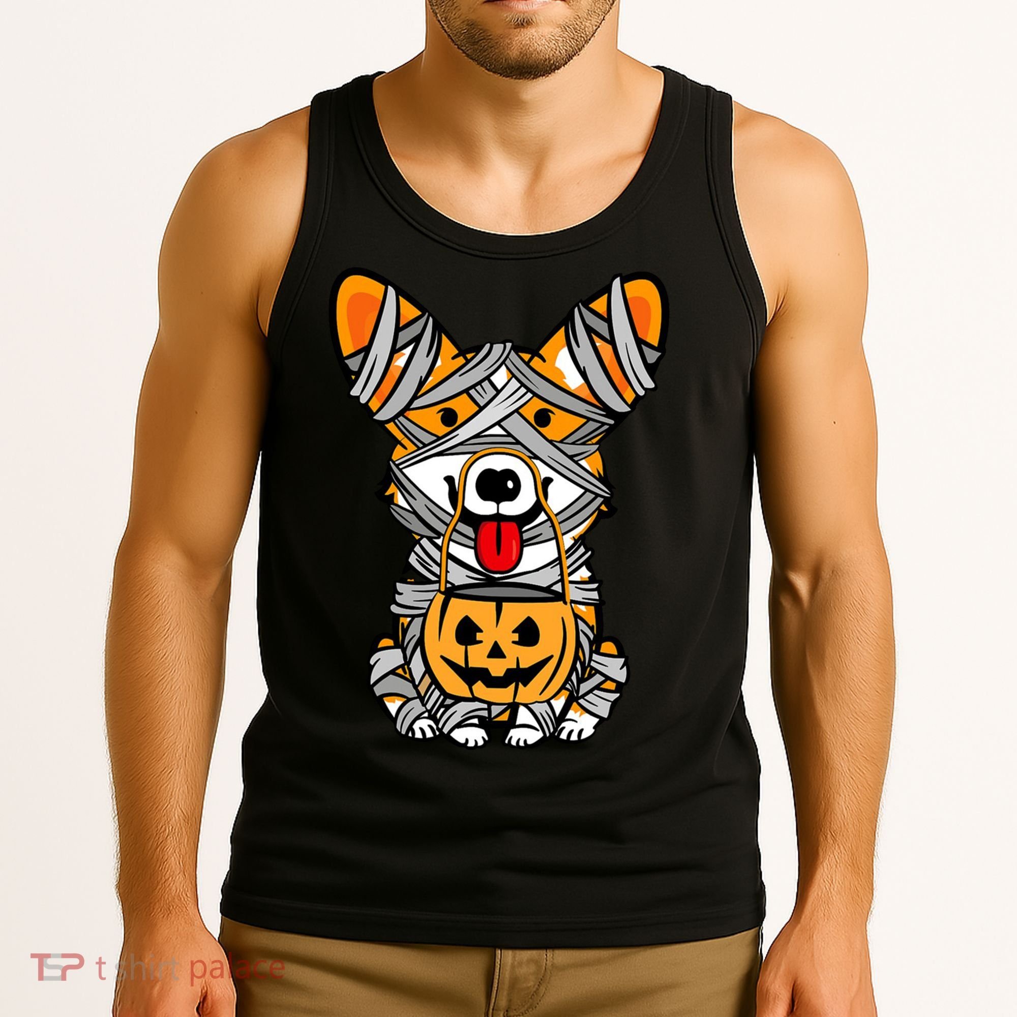 Corgi Mummy Cute Halloween Dog Lover Tank Top