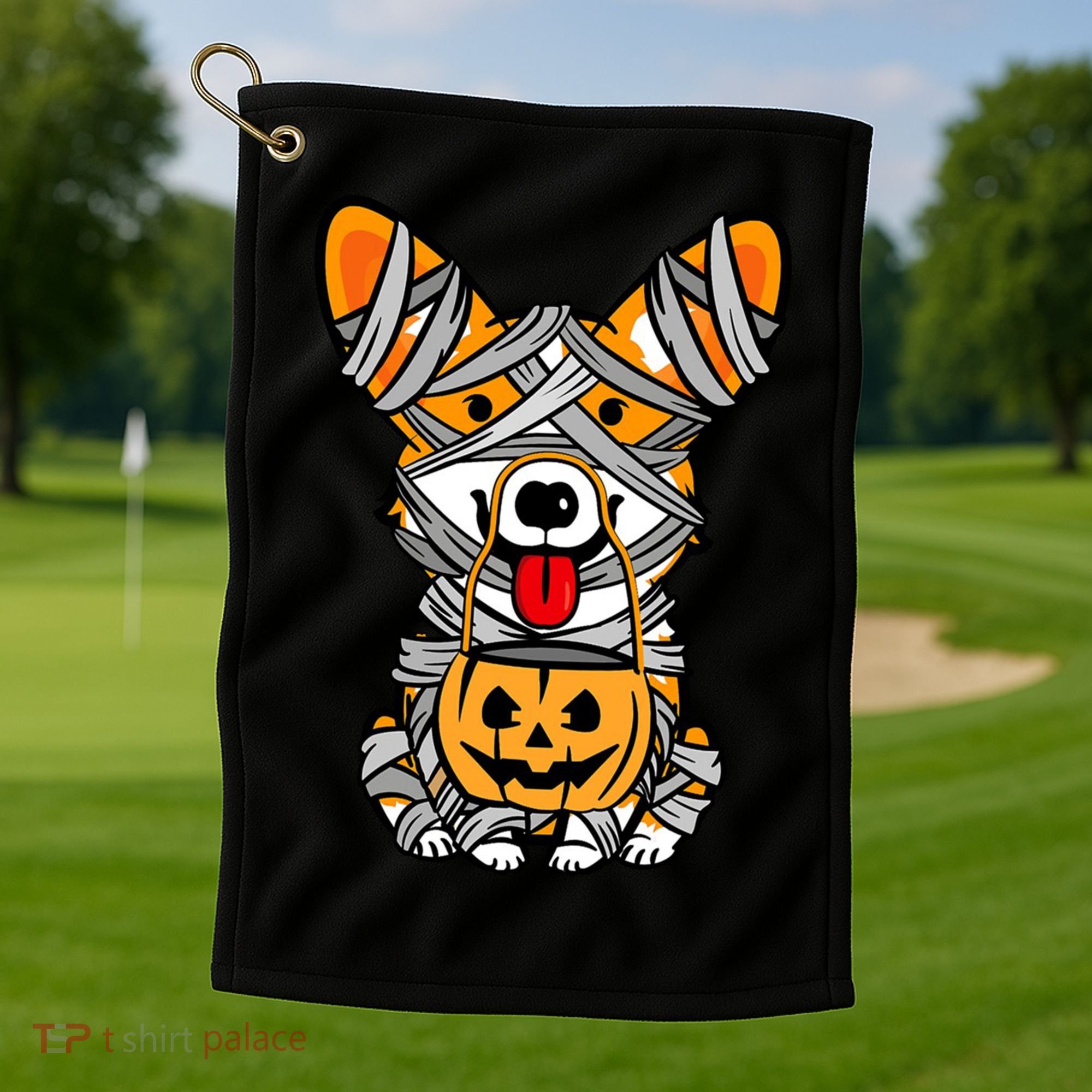 Corgi Mummy Cute Halloween Dog Lover Golf Towel