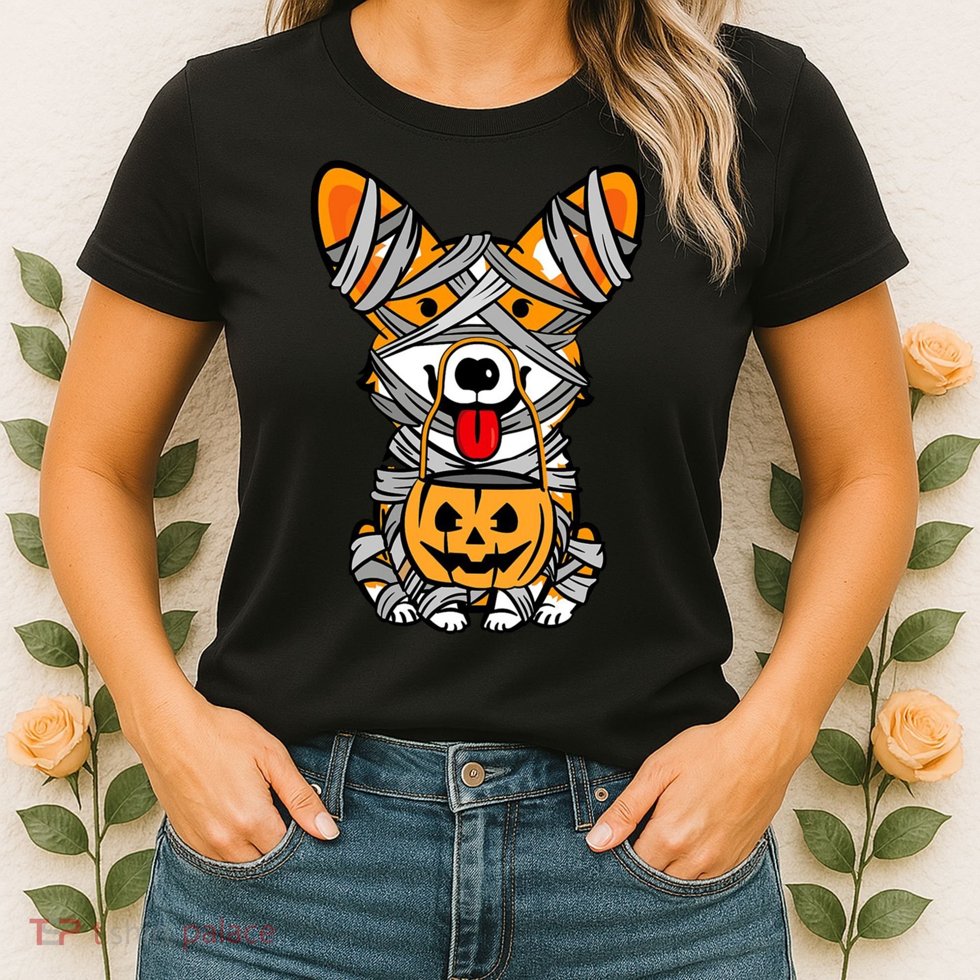 Corgi Mummy Cute Halloween Dog Lover Women's T-Shirt
