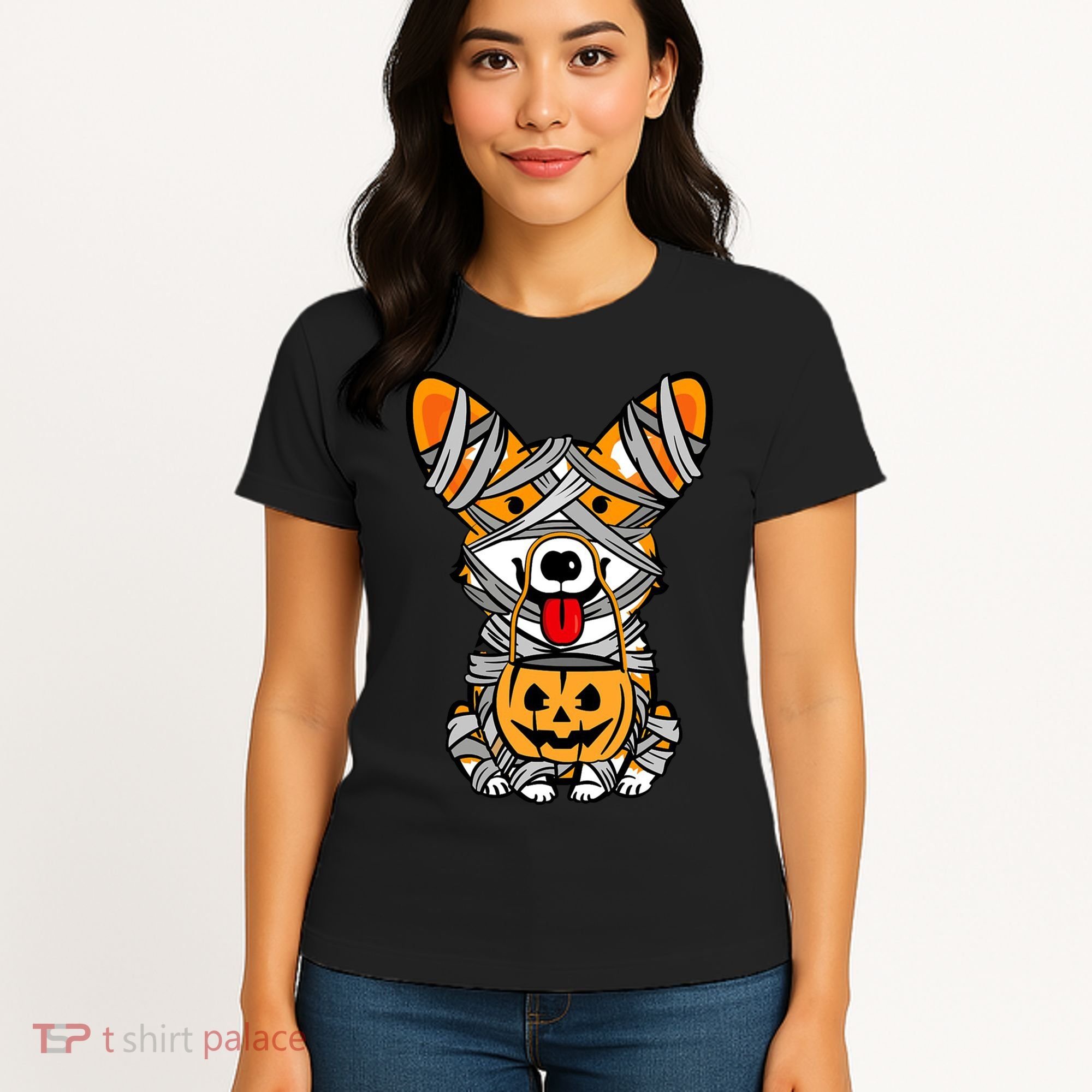 Corgi Mummy Cute Halloween Dog Lover Women's T-Shirt