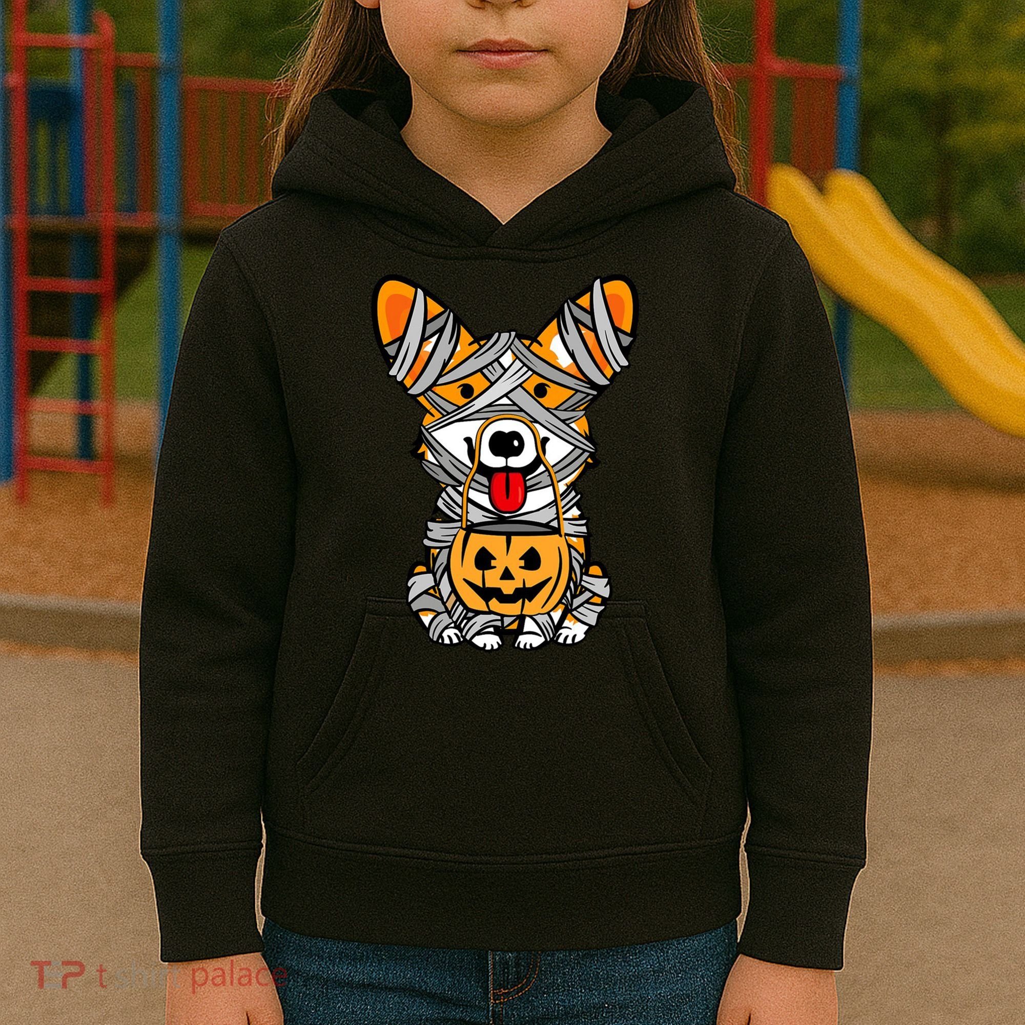 Corgi Mummy Cute Halloween Dog Lover Kids Hoodie
