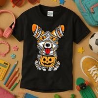 Corgi Mummy Cute Halloween Dog Lover Kids T-Shirt thumb 3