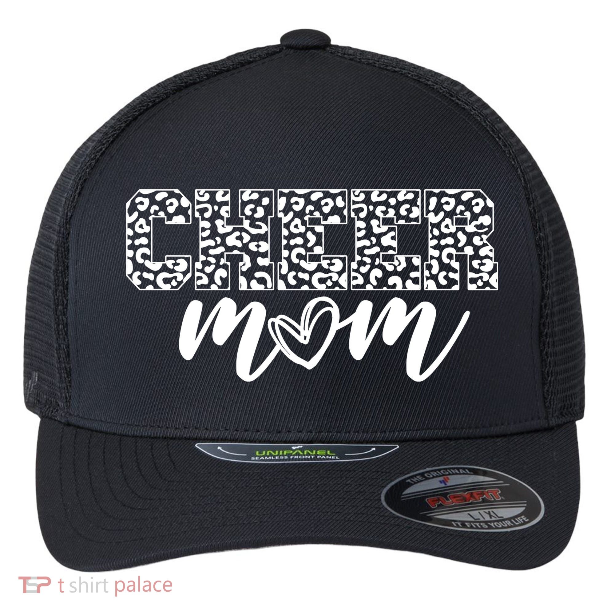 Cheer Mom Cheetah Print Cute Flexfit Unipanel Trucker Cap