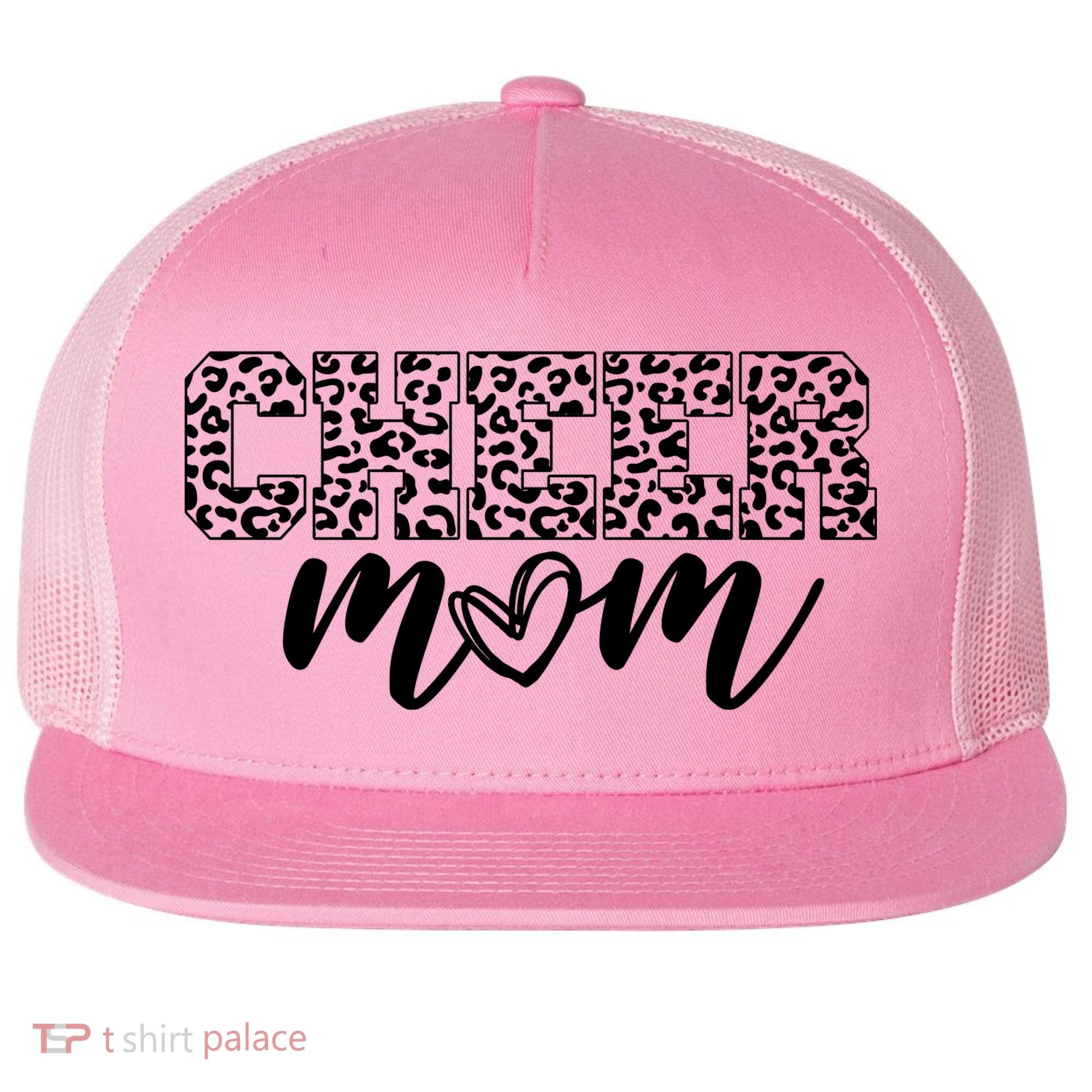 Cheer Mom Cheetah Print Cute Flat Bill Trucker Hat